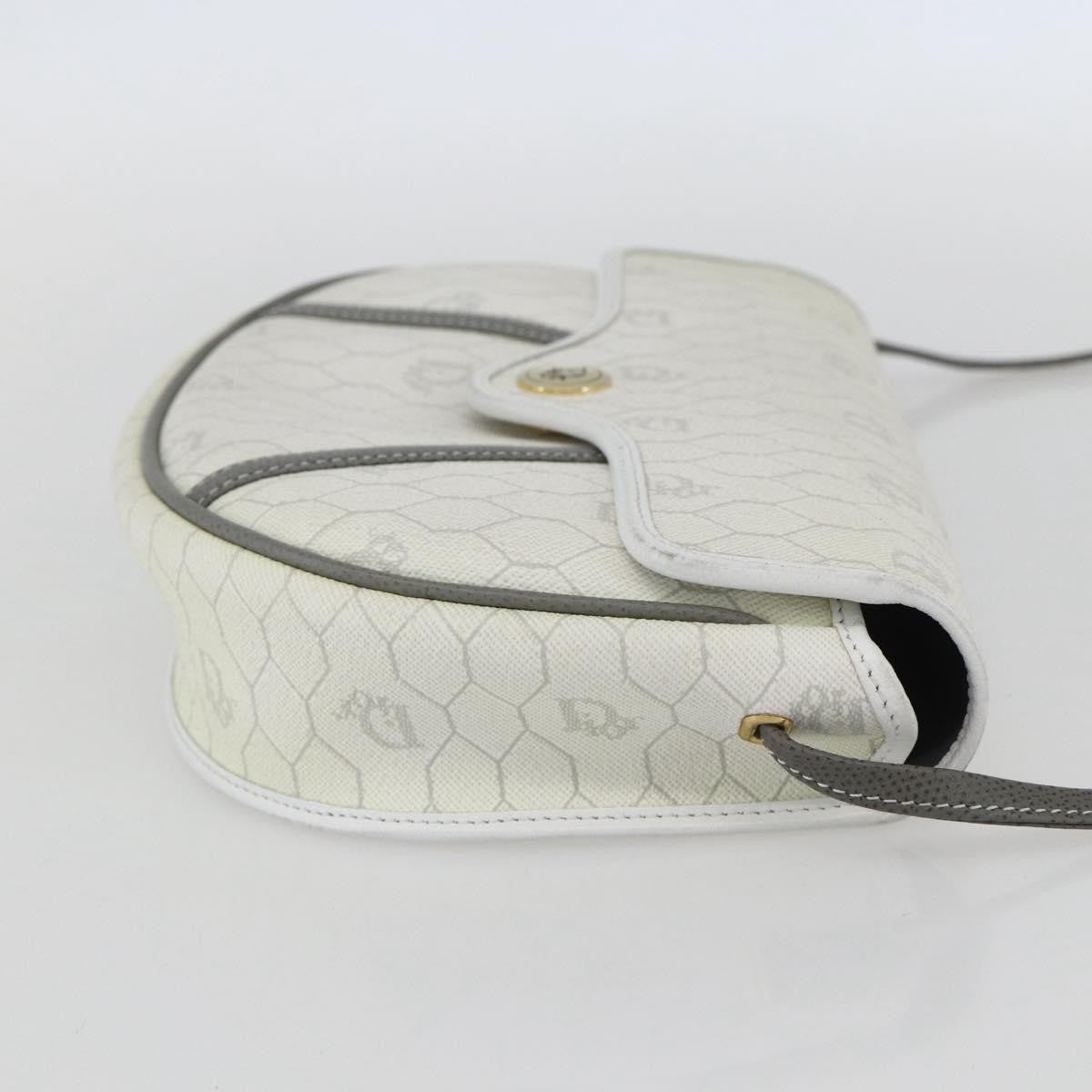 Christian Dior Vintage Honeycomb Flap Coated Canvas White Canvas Shoulder Bag Bag (Pre-Owned)