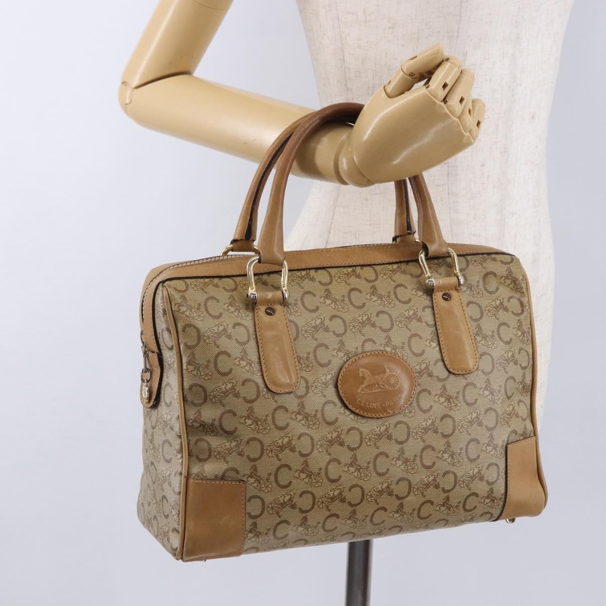 Celine C Macadam Canvas Beige Canvas Handbag (Pre-Owned)