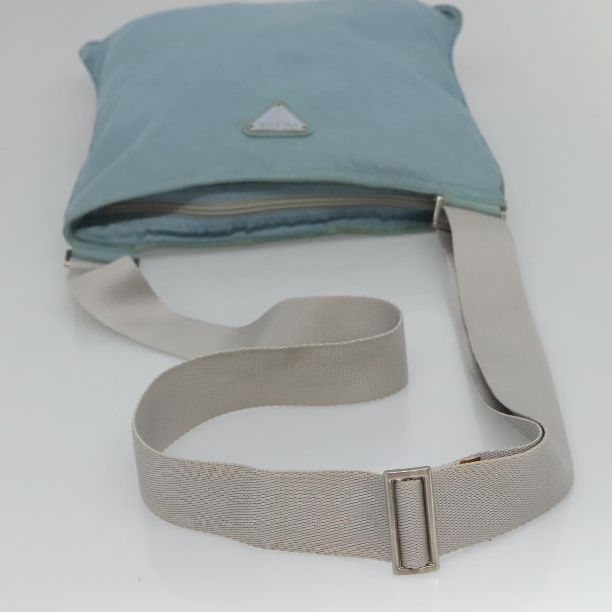 Prada Flat Messenger Tessuto Blue Nylon Shoulder Bag Bag (Pre-Owned)