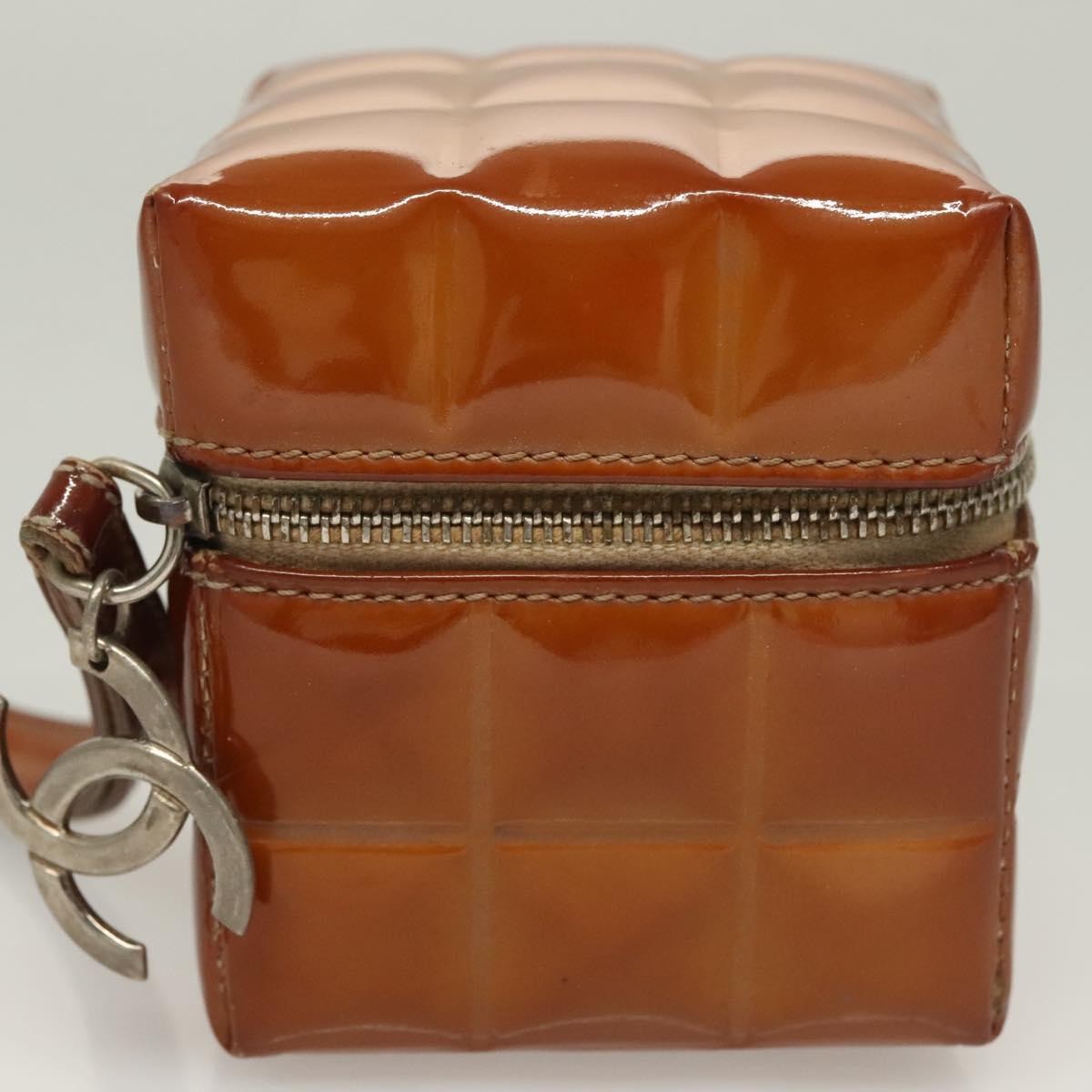Chanel Rubiks Cube Wristlet Quilted Patent Brown Patent_Leather Bag (Pre-Owned)