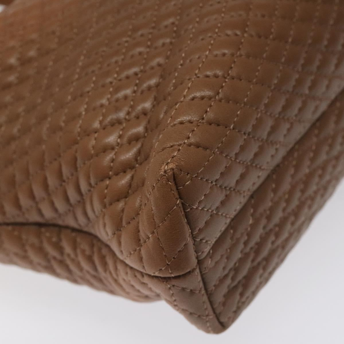 Bally Vintage Quilted Leather Brown Leather Handbag (Pre-Owned)