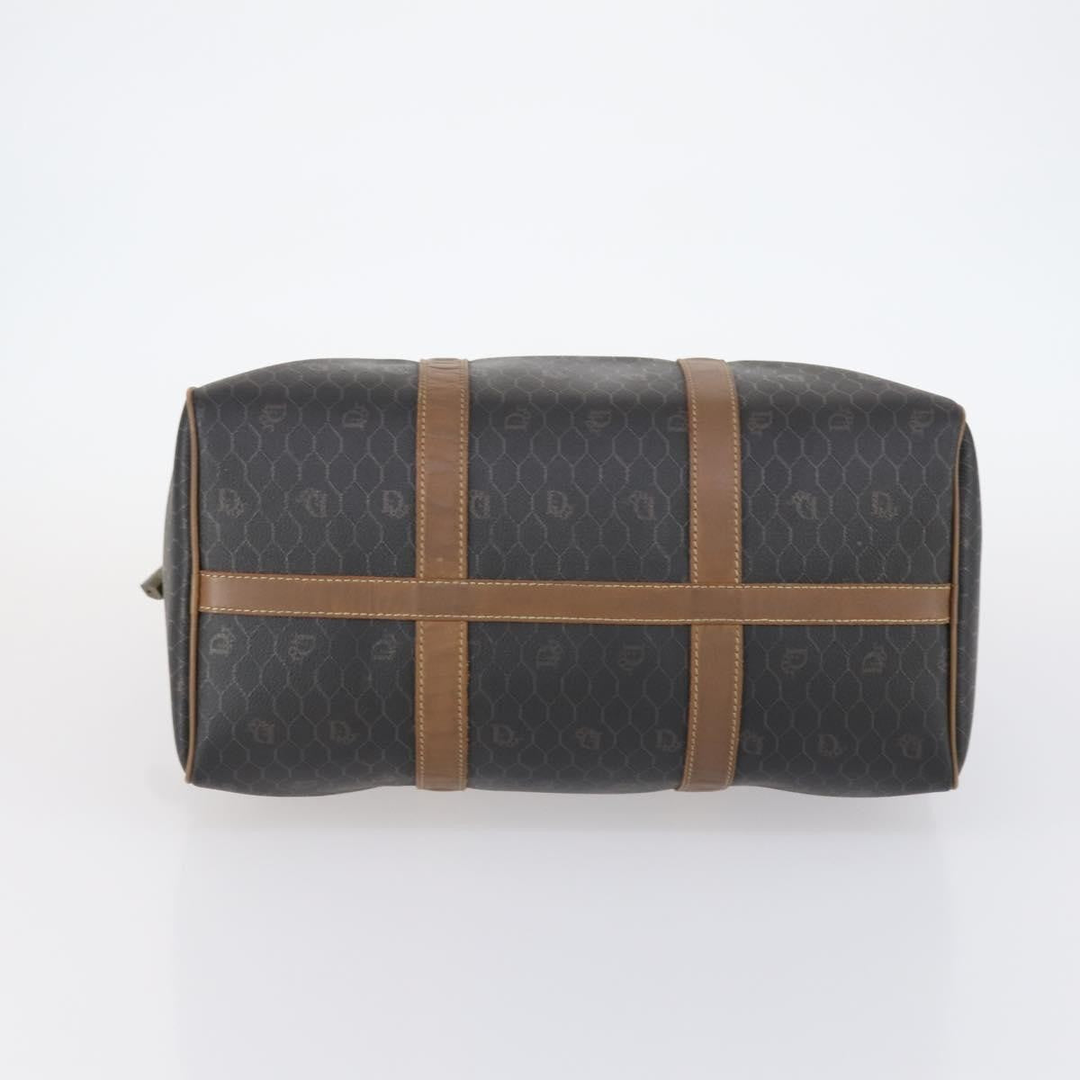 Christian Dior Vintage Honeycomb Boston Canvas And Leather Black Canvas Travel Bag Bag (Pre-Owned)