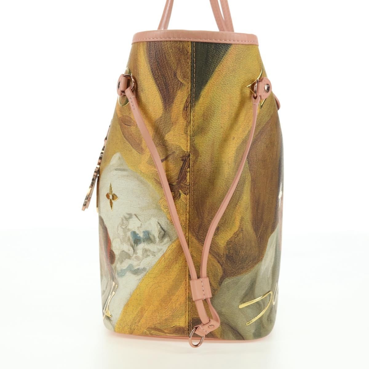 Louis Vuitton Neverfull Nm Limited Edition Jeff Koons Fragonard Print Canvas Pink Canvas Tote Bag Bag (Pre-Owned)