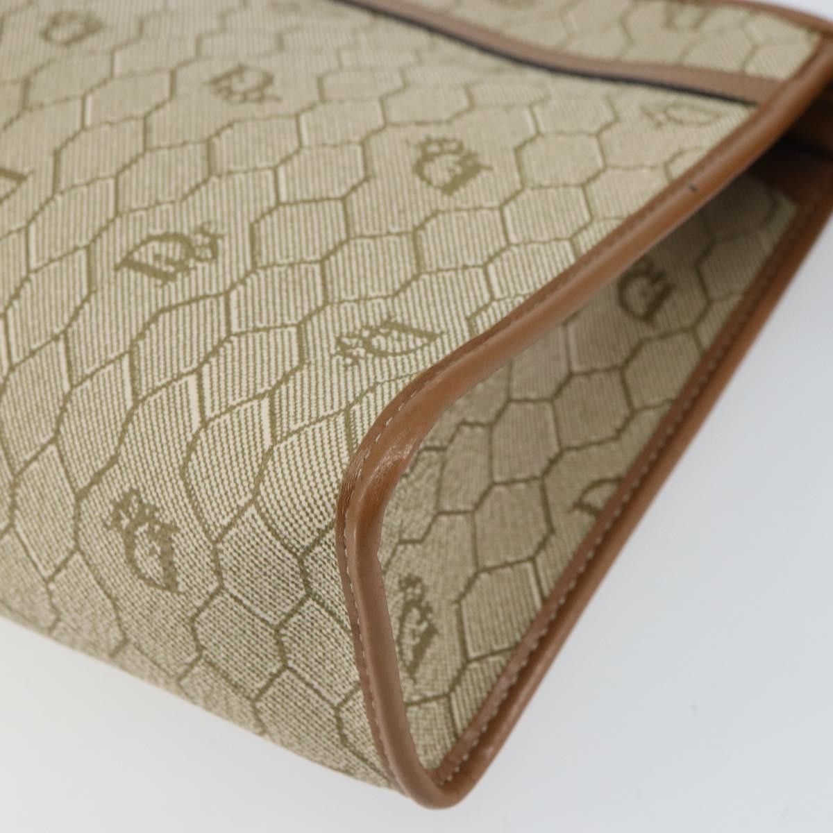 Christian Dior Vintage Honeycomb Zip Coated Canvas Beige Canvas Clutche & Pouche Bag (Pre-Owned)