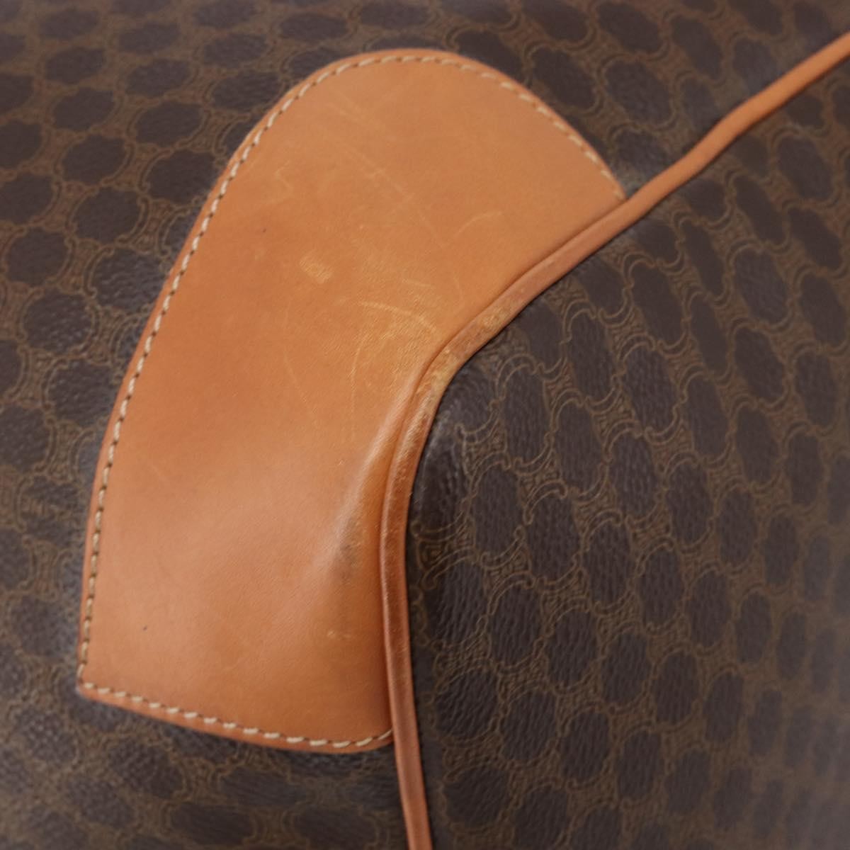 Celine Vintage Duffle Macadam Coated Canvas Brown Canvas Handbag (Pre-Owned)
