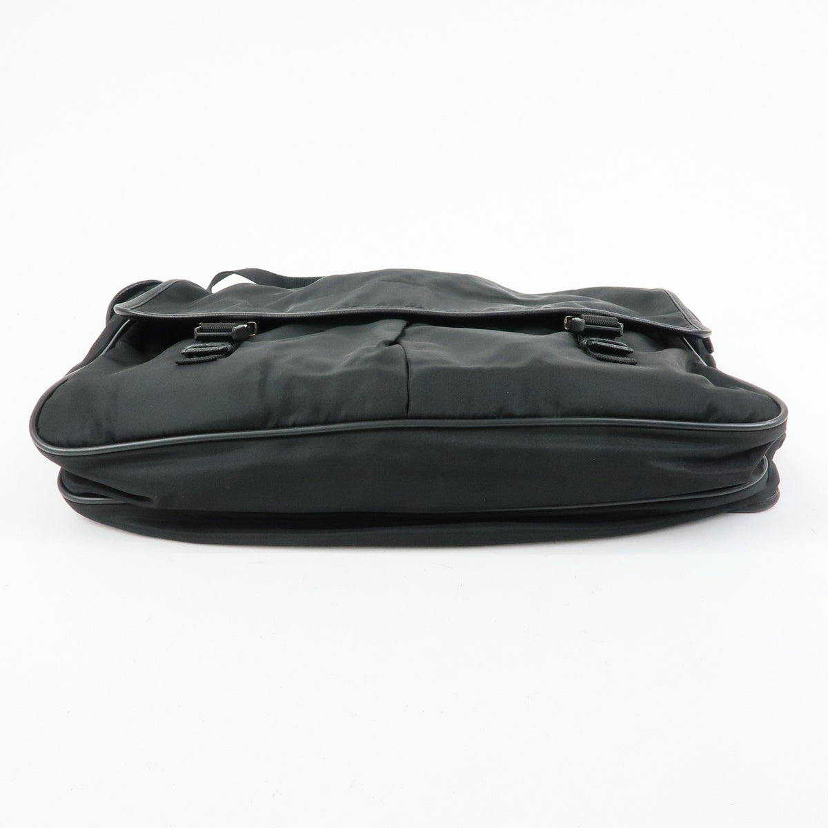 Prada Buckle Messenger Tessuto Black Nylon Handbag (Pre-Owned)