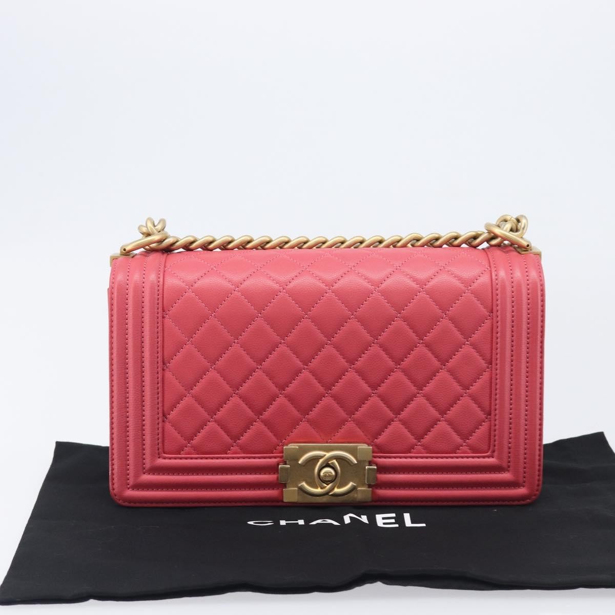 Chanel Boy Flap Quilted Lambskin Pink Leather Shoulder Bag Bag (Pre-Owned)
