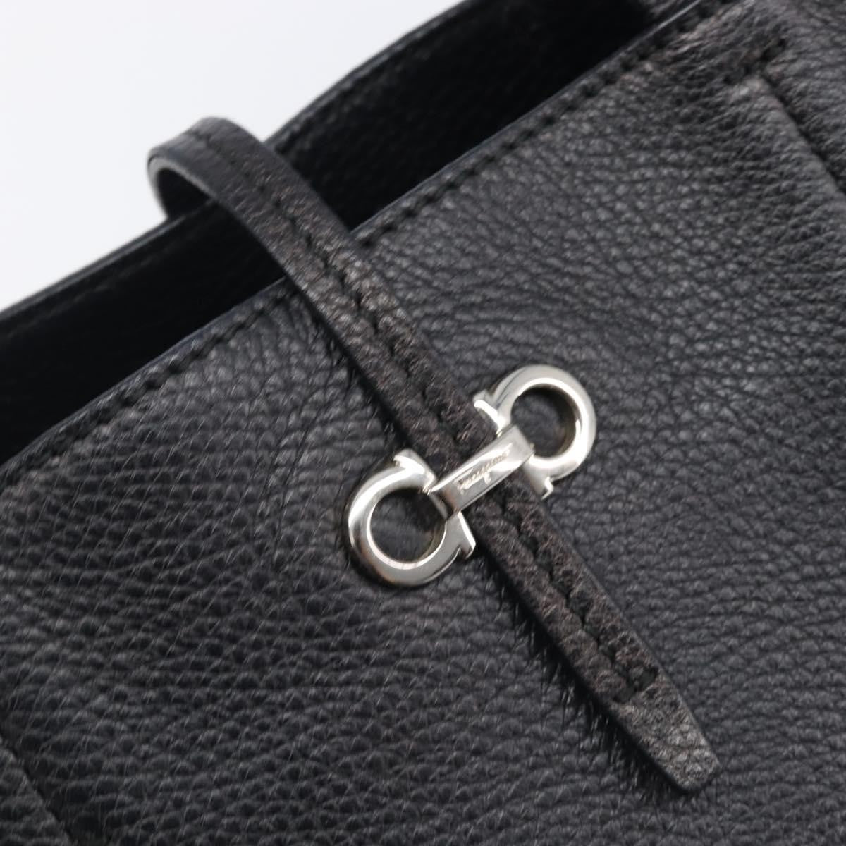 Salvatore Ferragamo Gancini Leather Black Leather Handbag (Pre-Owned)