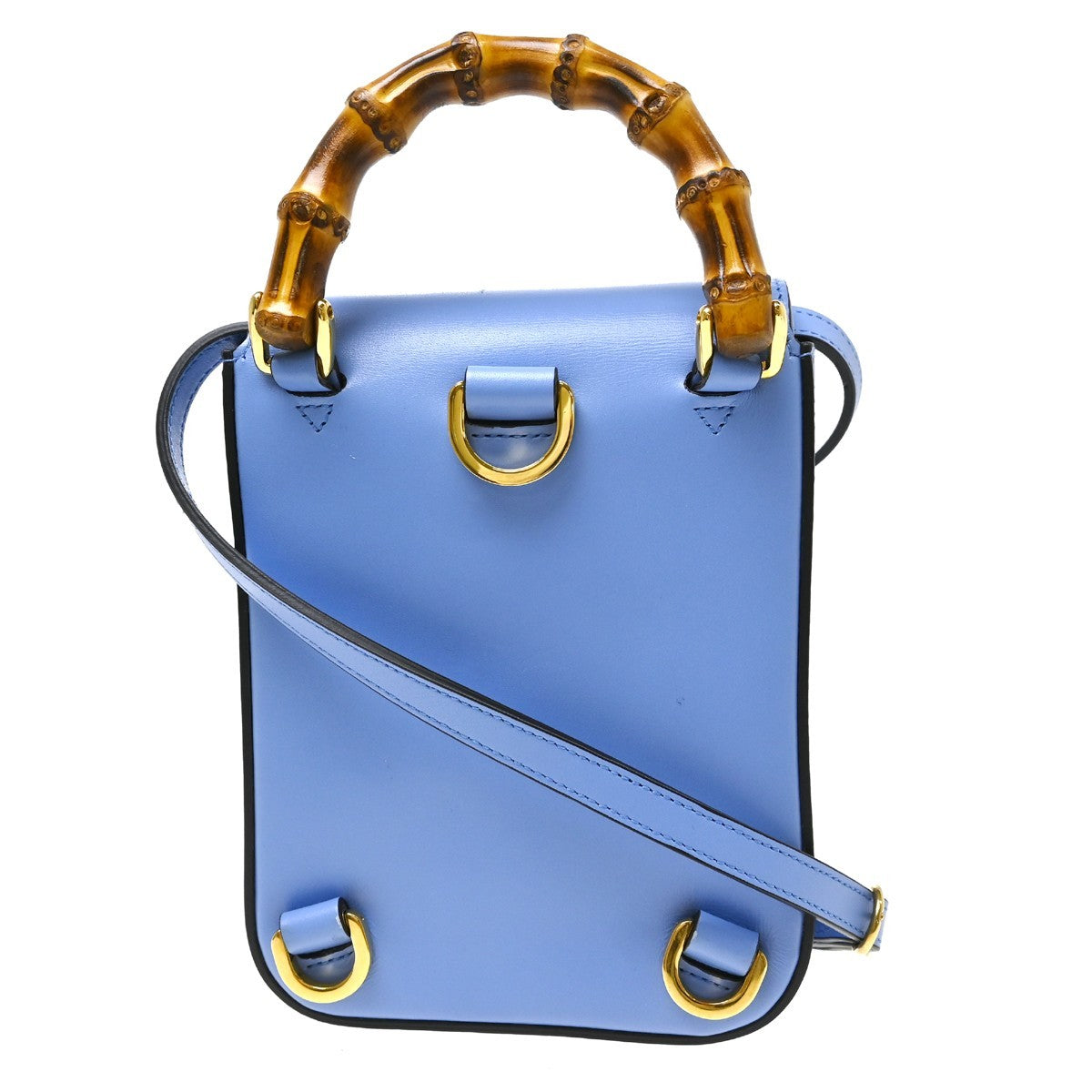 Gucci Bamboo Top Handle Backpack Leather Blue Leather Backpack Bag (Pre-Owned)