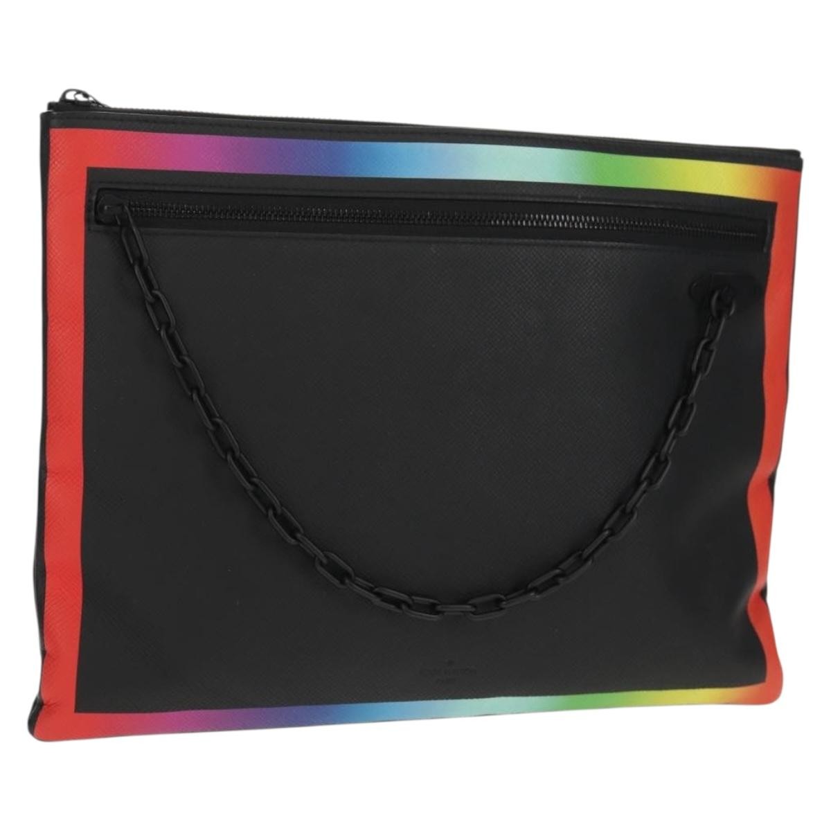 Louis Vuitton Pochette A4 Rainbow Taiga Leather Black Leather Clutche & Pouche Bag (Pre-Owned)