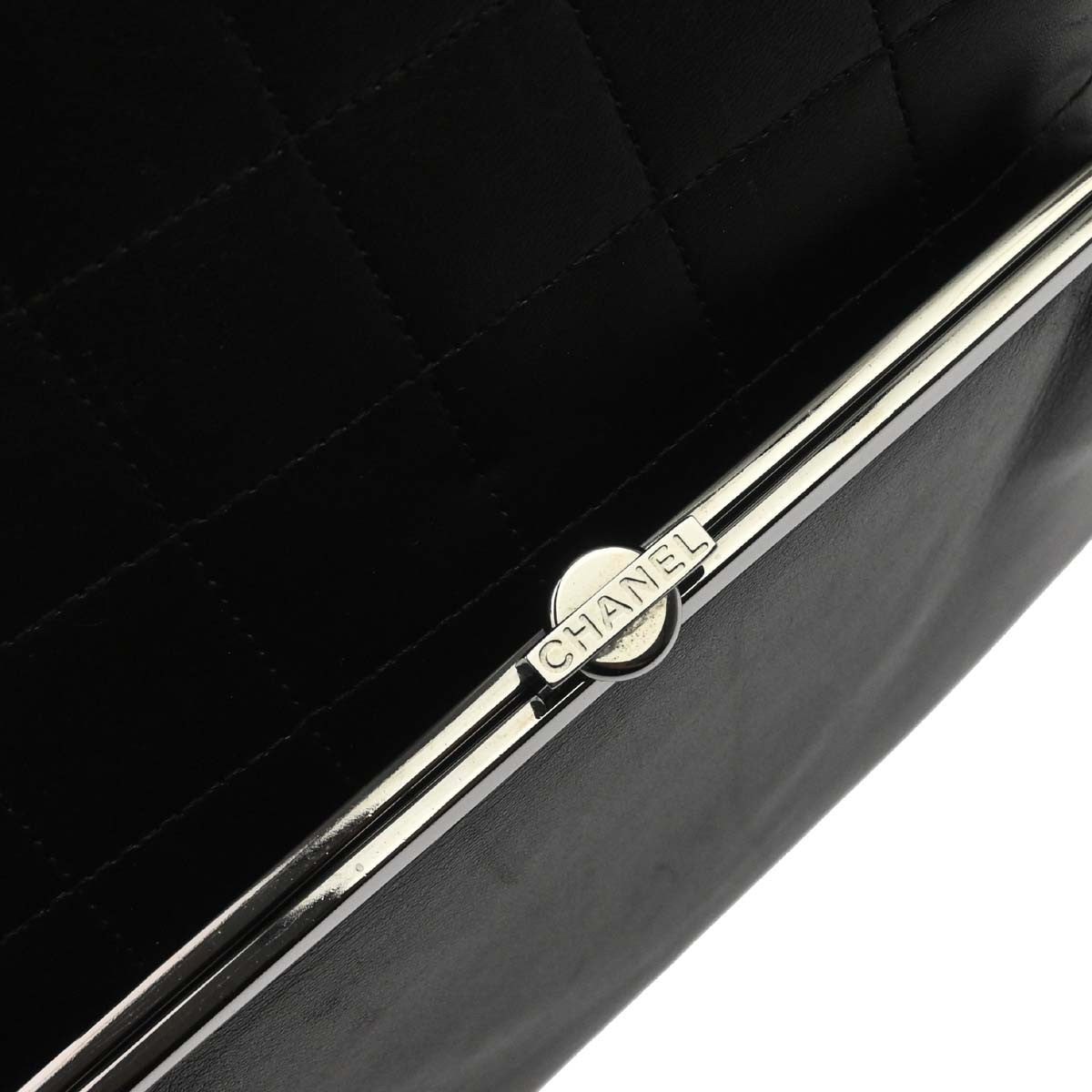 Chanel Chocolate Bar Cc Tote Quilted Leather Black Leather Tote Bag Bag (Pre-Owned)