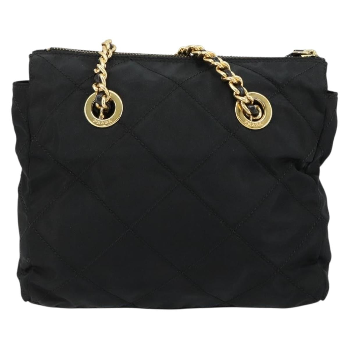 Prada Re-Edition 1995 Chain Quilted Tessuto Black Nylon Shoulder Bag Bag (Pre-Owned)