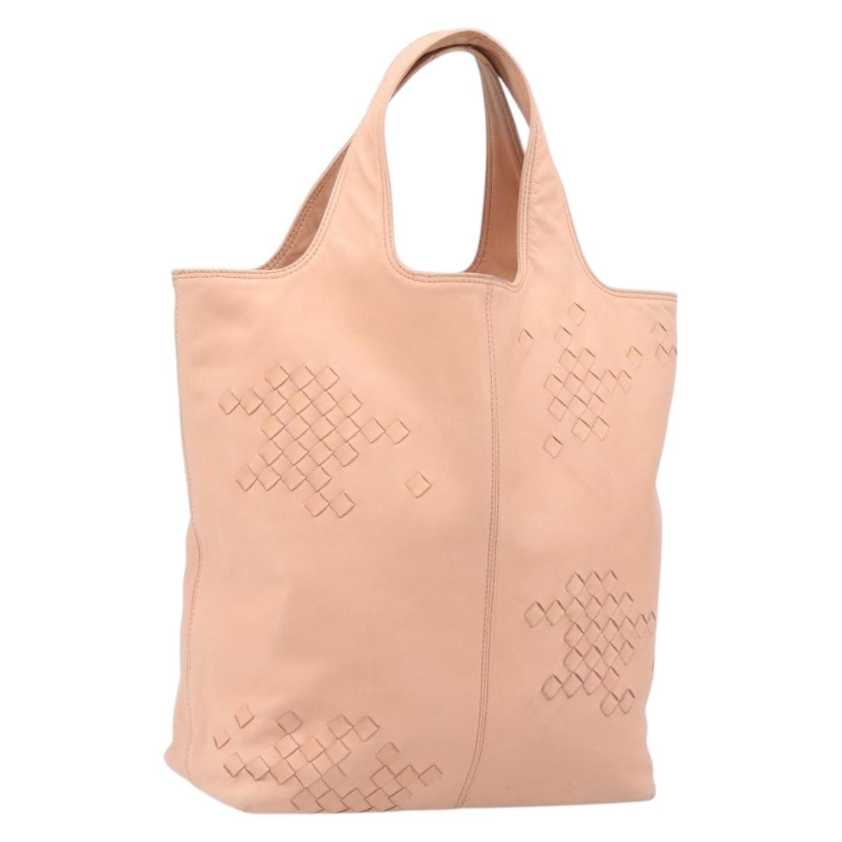 Bottega Veneta Regent Leather With Intrecciato Detail Pink Leather Tote Bag Bag (Pre-Owned)