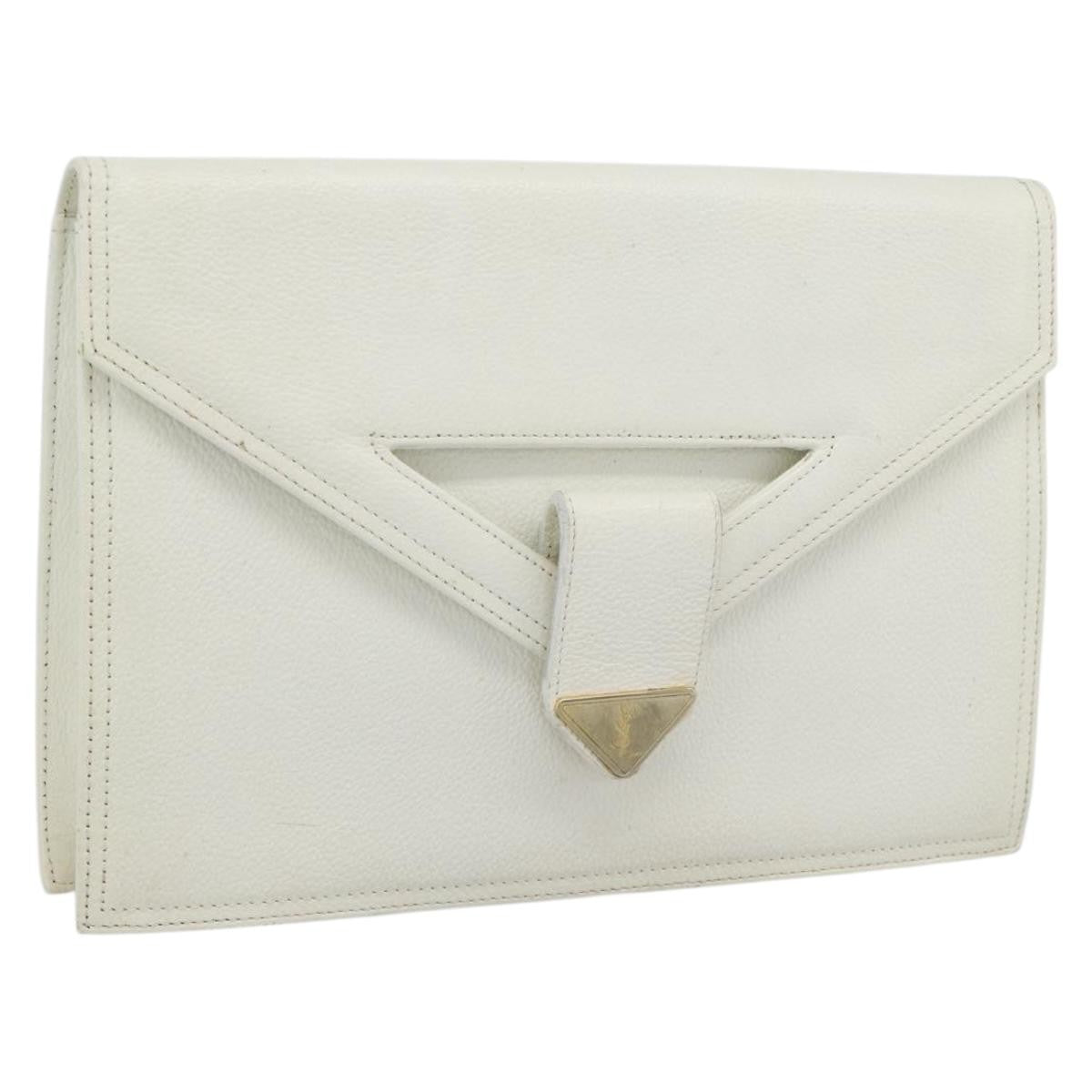 Saint Laurent Vintage Leather White Leather Clutche & Pouche Bag (Pre-Owned)