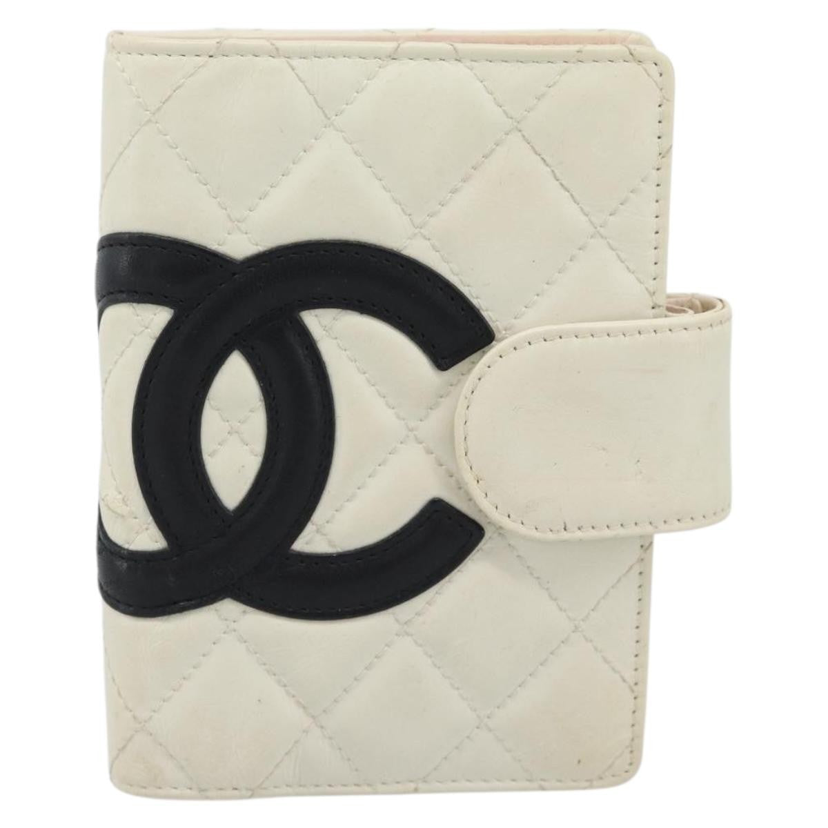 Chanel Cambon Zipped Pocket Quilted Lambskin White Leather Wallets Accessory (Pre-Owned)