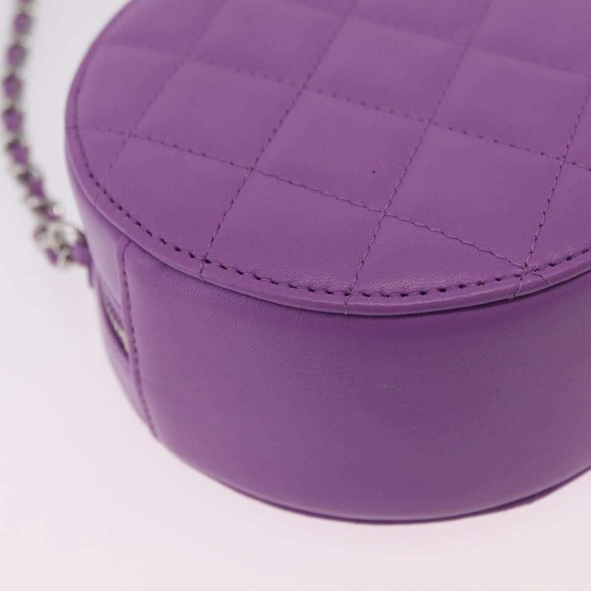 Chanel Round Clutch With Chain Quilted Lambskin Purple Leather Clutche & Pouche Bag (Pre-Owned)