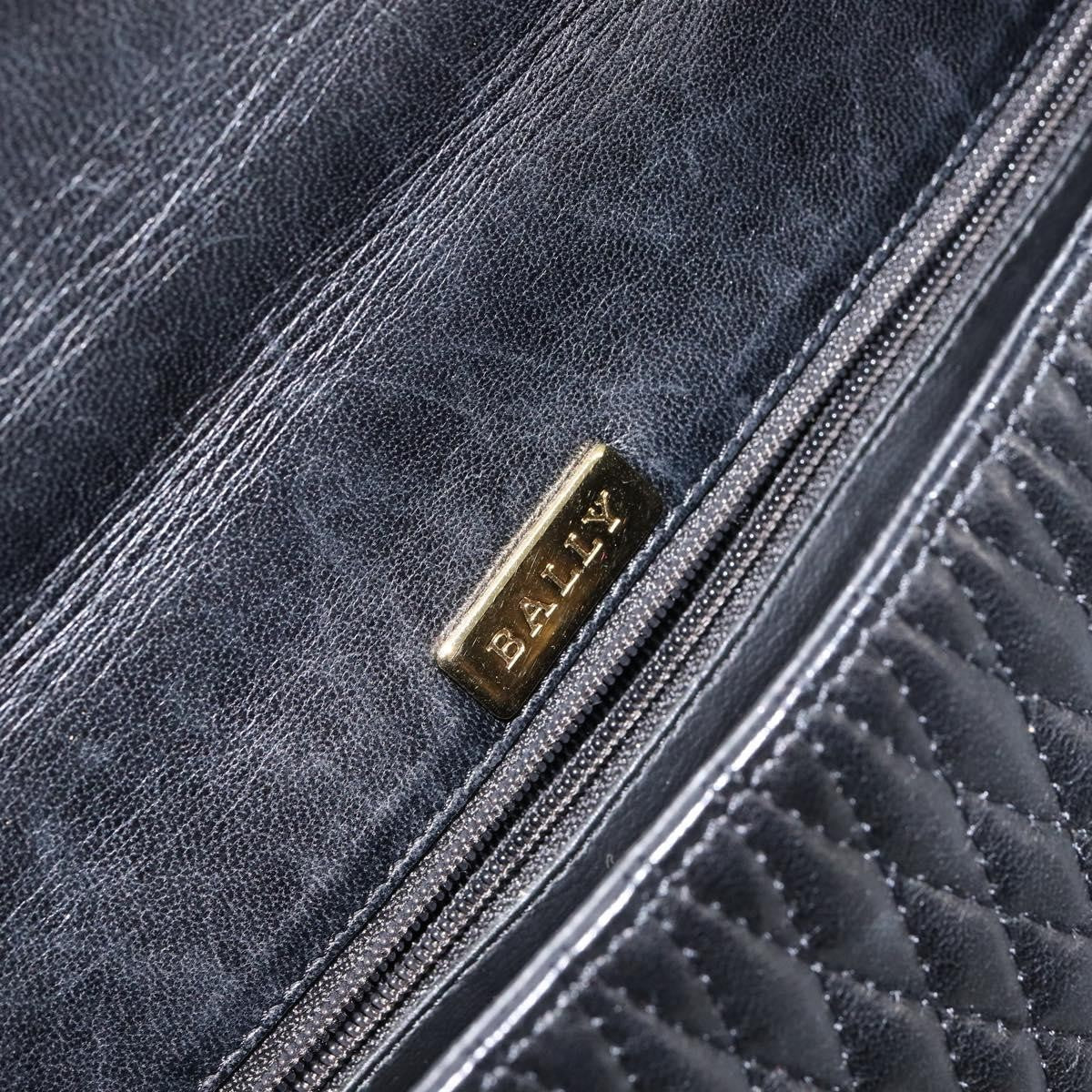 Bally Vintage Flap Quilted Leather Black Leather Handbag (Pre-Owned)