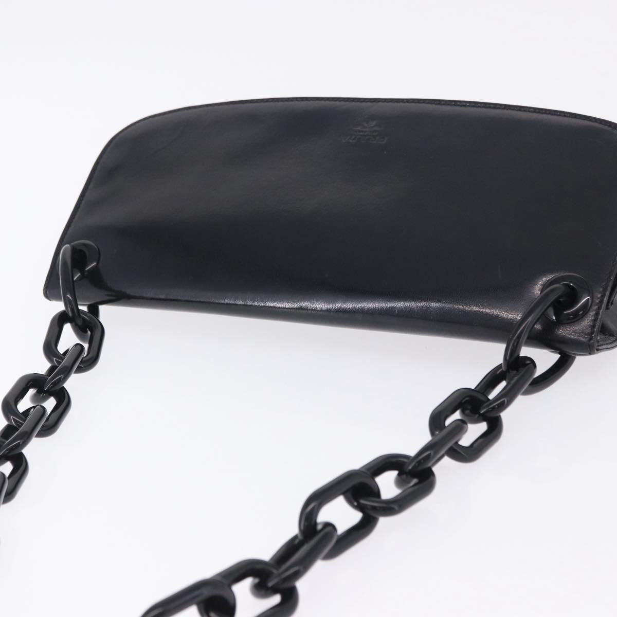 Prada Chain Shoulder Leather Black Leather Shoulder Bag Bag (Pre-Owned)