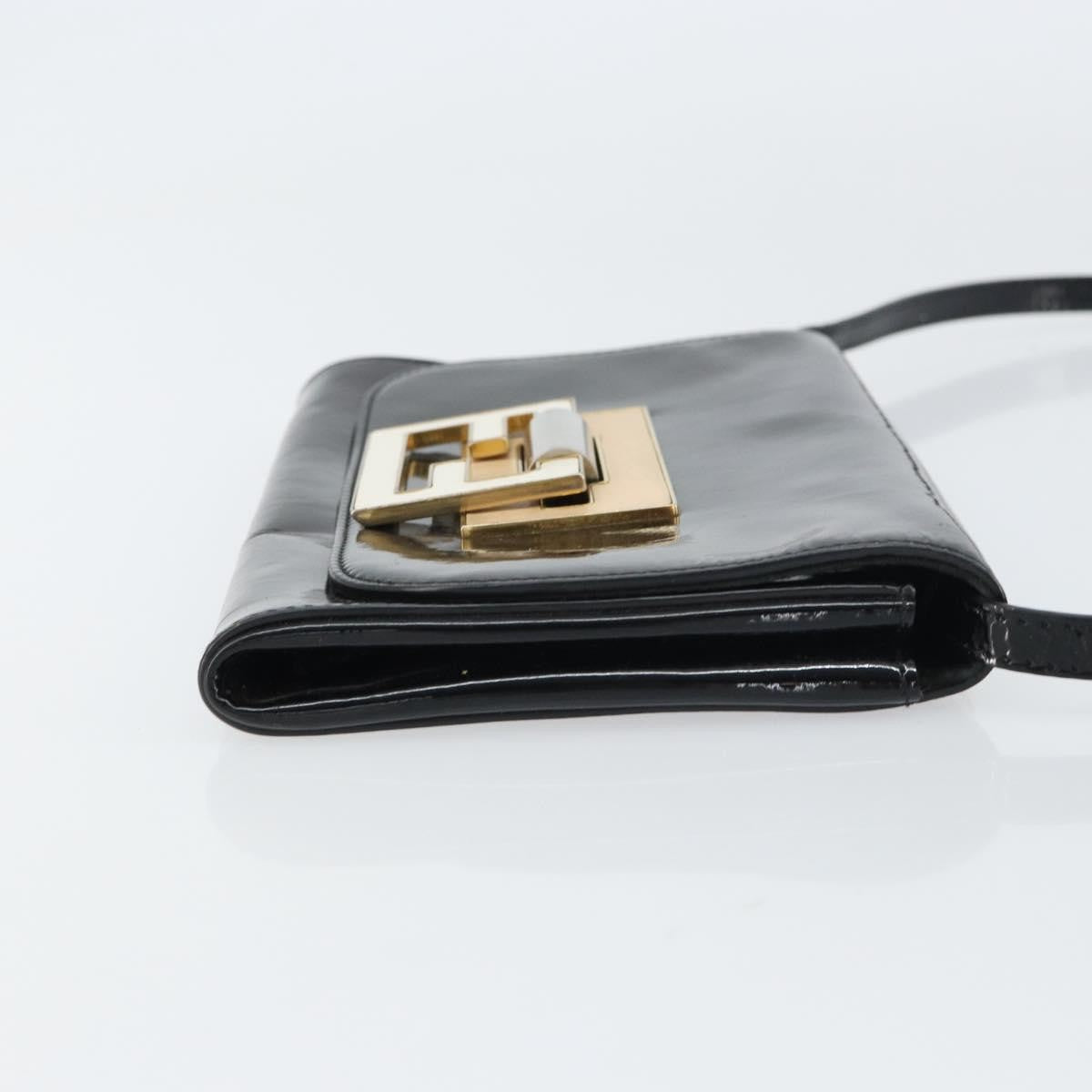 Fendi Vintage Enamel Black Patent_Leather Shoulder Bag Bag (Pre-Owned)