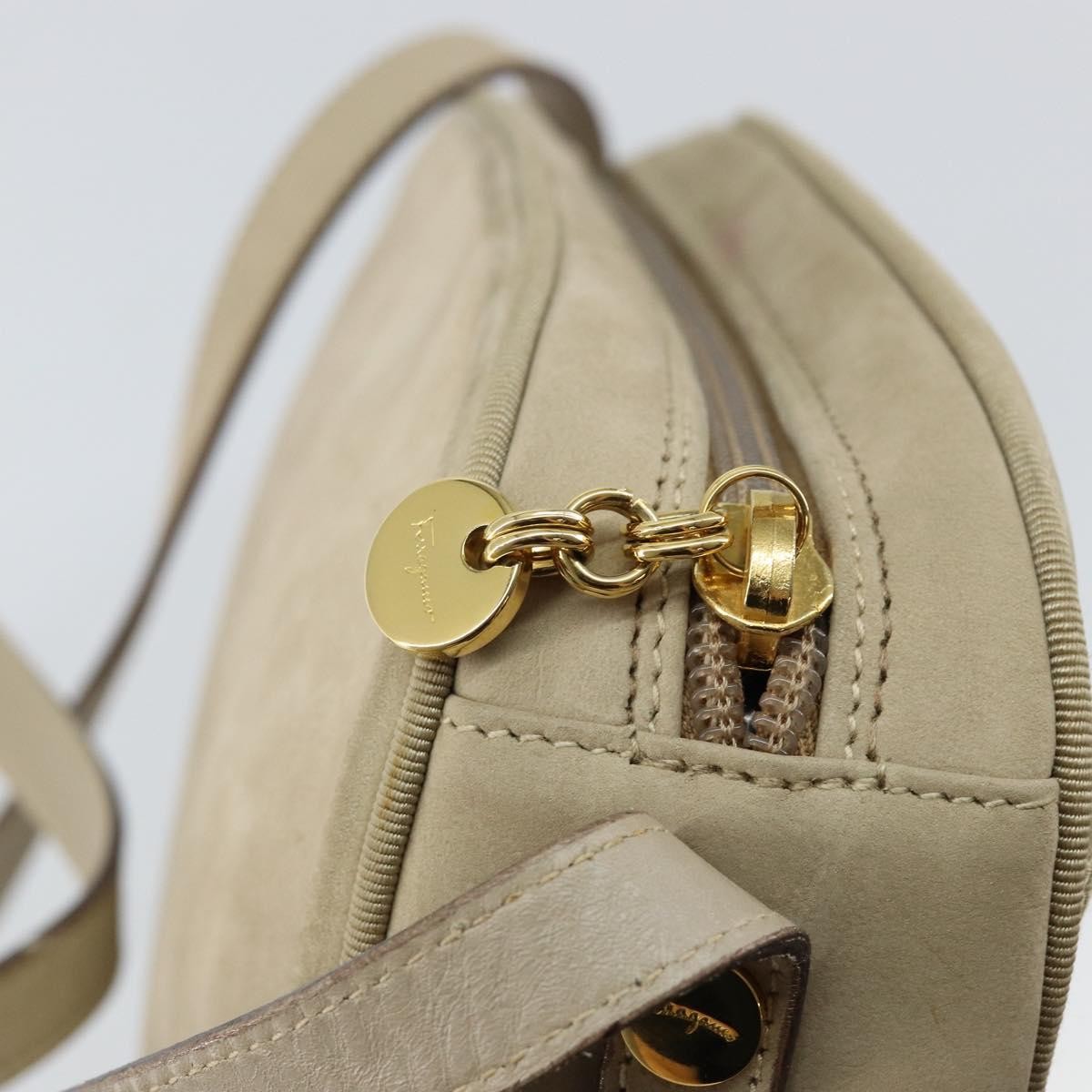 Salvatore Ferragamo Vala Suede Beige Suede Shoulder Bag Bag (Pre-Owned)