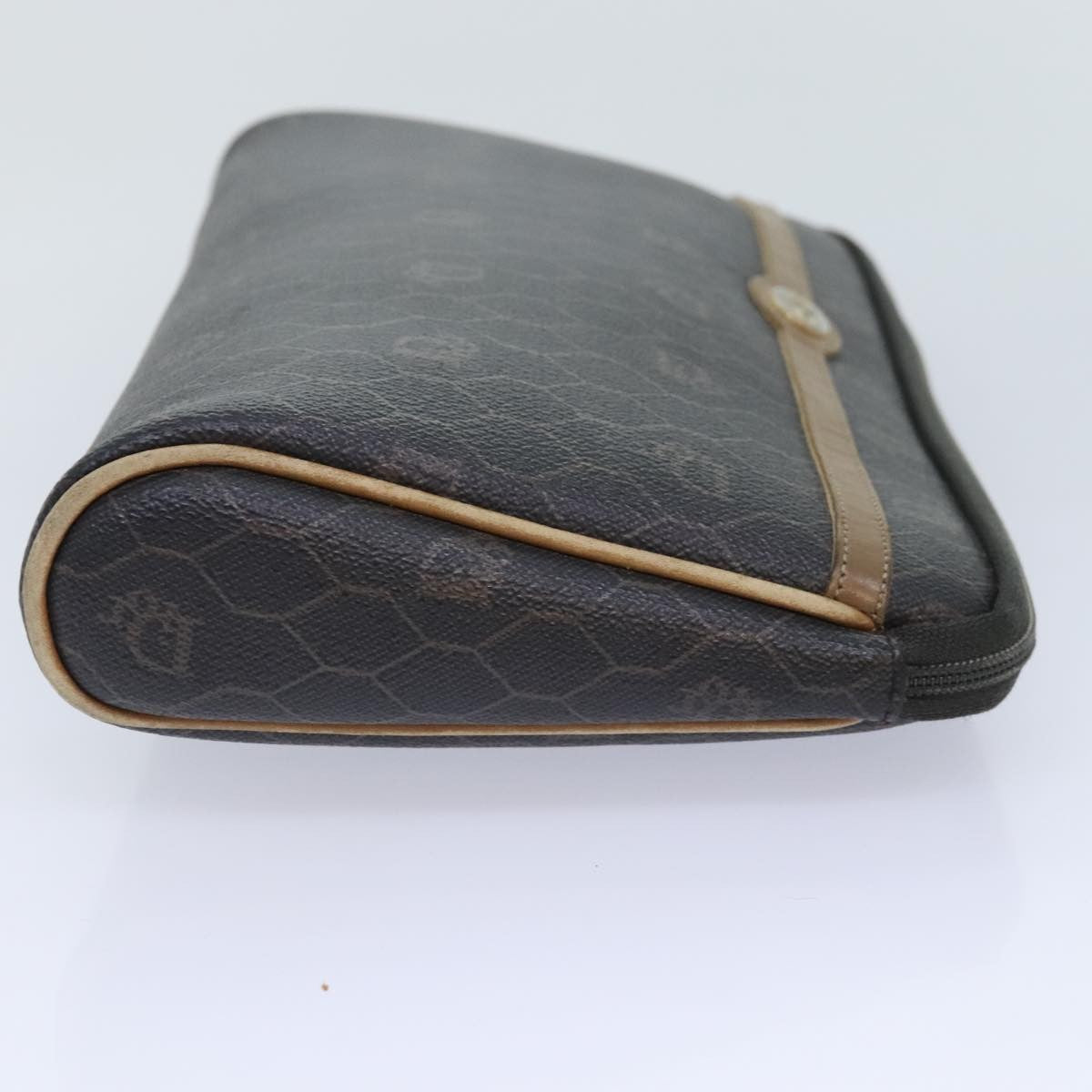 Christian Dior Vintage Honeycomb Zip Canvas And Leather Black Canvas Clutche & Pouche Bag (Pre-Owned)