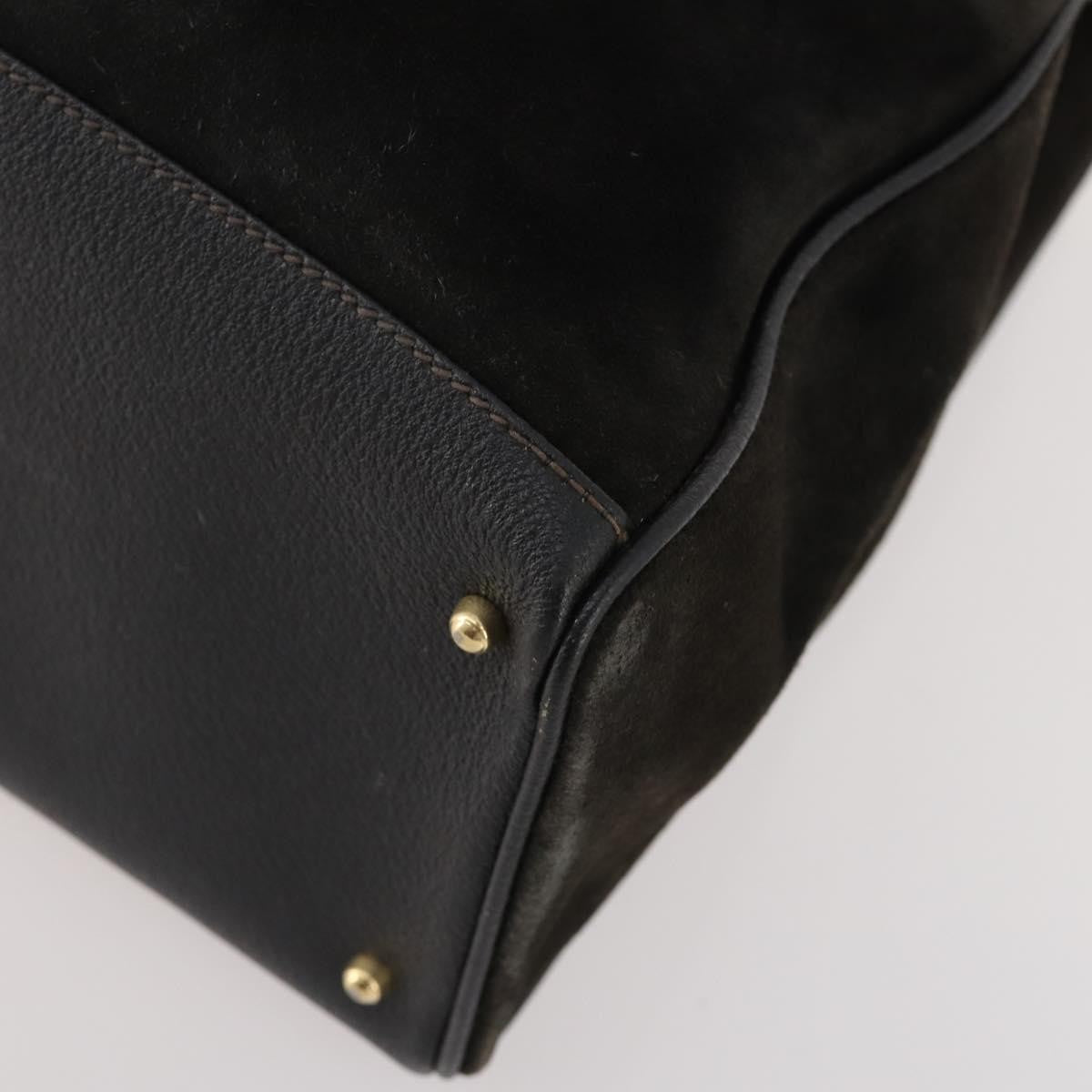 Gucci Vintage Diana Bamboo Top Handle Leather Black Suede Tote Bag Bag (Pre-Owned)