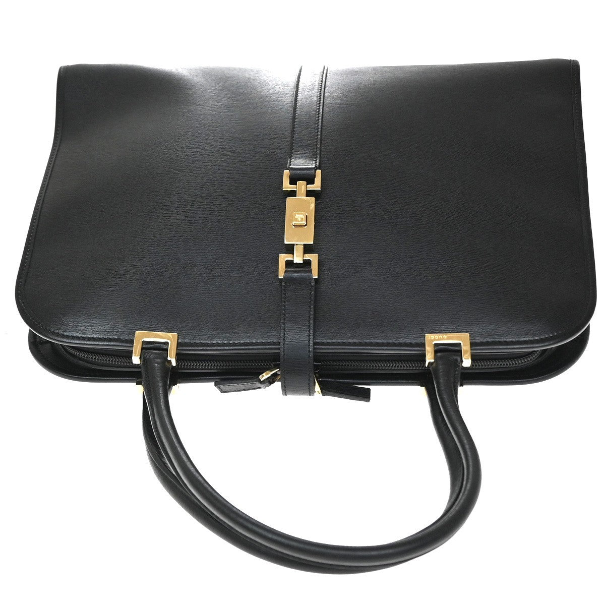 Gucci Jackie O Leather Black Leather Handbag (Pre-Owned)