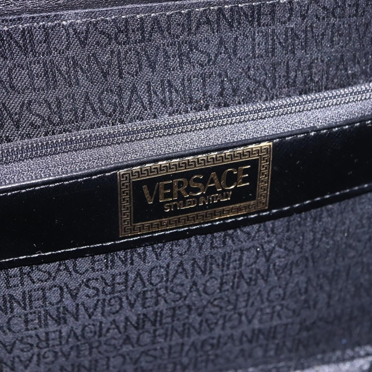 Versace Vintage Leather Black Leather Handbag (Pre-Owned)