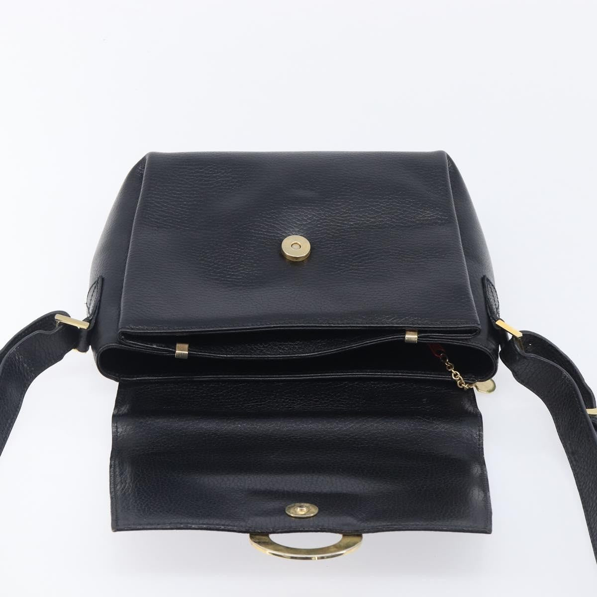 Celine Vintage Circle Logo Leather Black Leather Crossbody Bag Bag (Pre-Owned)