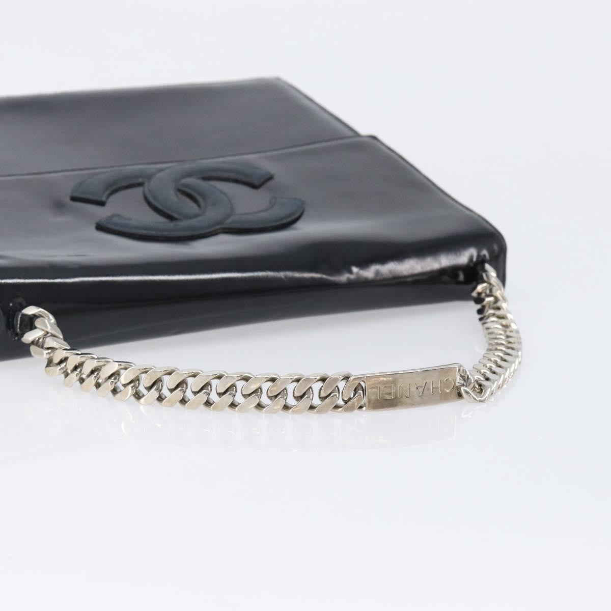 Chanel Chain Handle Leather Black Patent_Leather Tote Bag Bag (Pre-Owned)