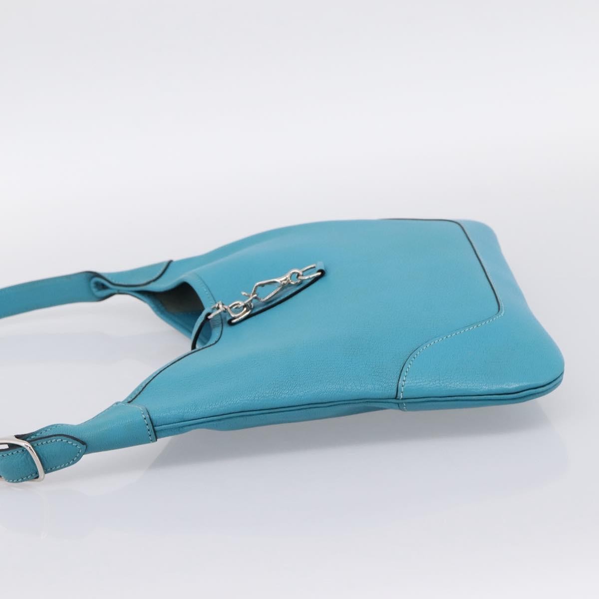 Hermes Trim Clemence Blue Leather Handbag (Pre-Owned)