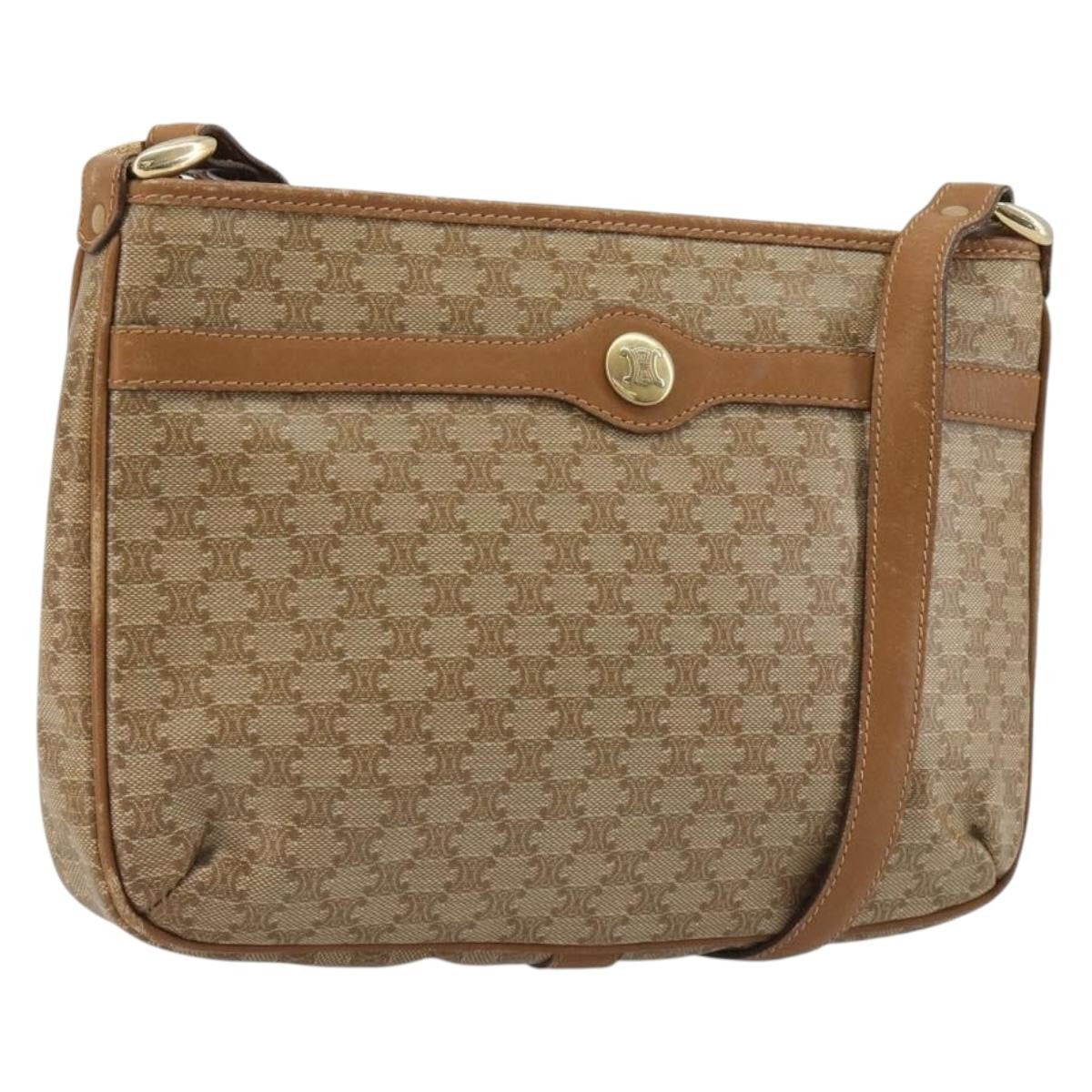 Celine Vintage Macadam Canvas Beige Pvc Shoulder Bag Bag (Pre-Owned)
