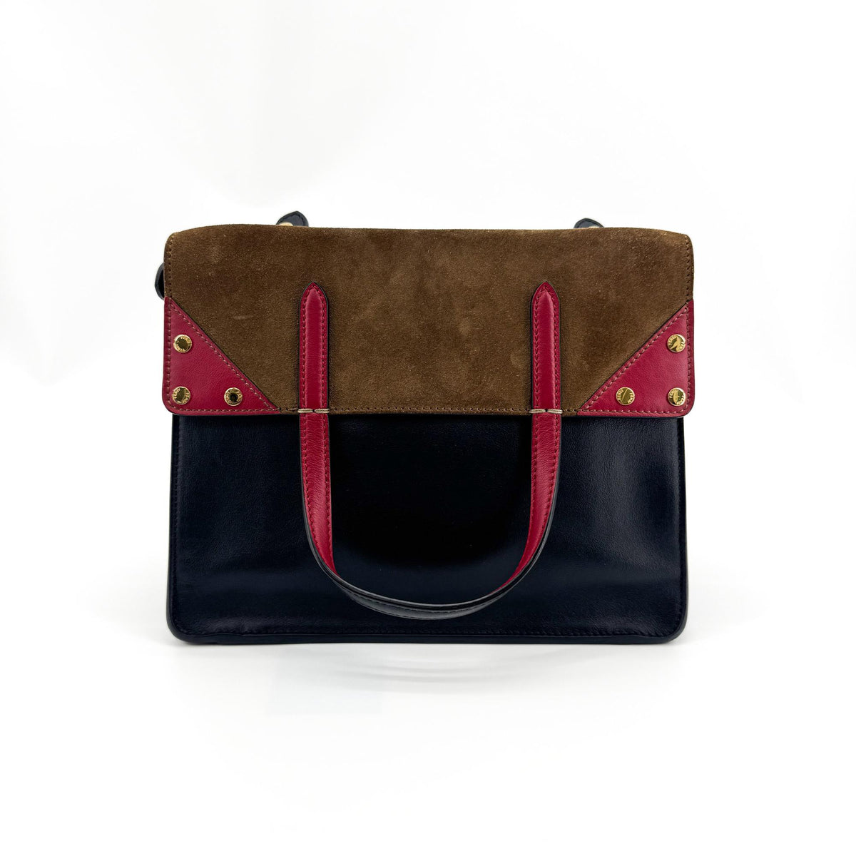 Fendi Flip Leather With Suede Black Leather Tote Bag Bag (Pre-Owned)