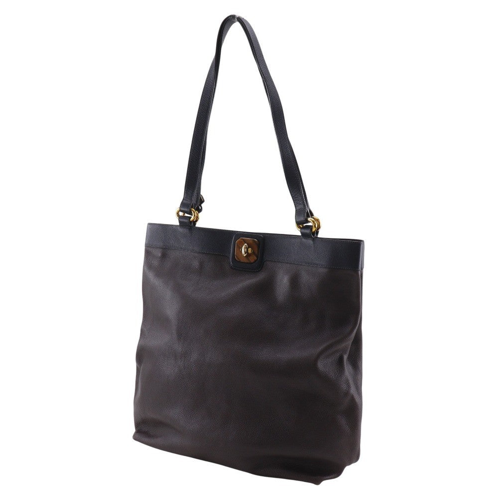 Delvaux Tote Bag Leather Brown Leather Tote Bag Bag (Pre-Owned)