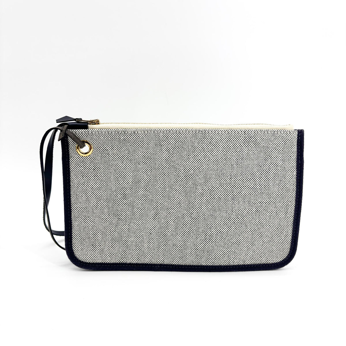 Hermes Herbag Zip Circuit 24 Vache Hunter And Leather White Canvas Handbag (Pre-Owned)