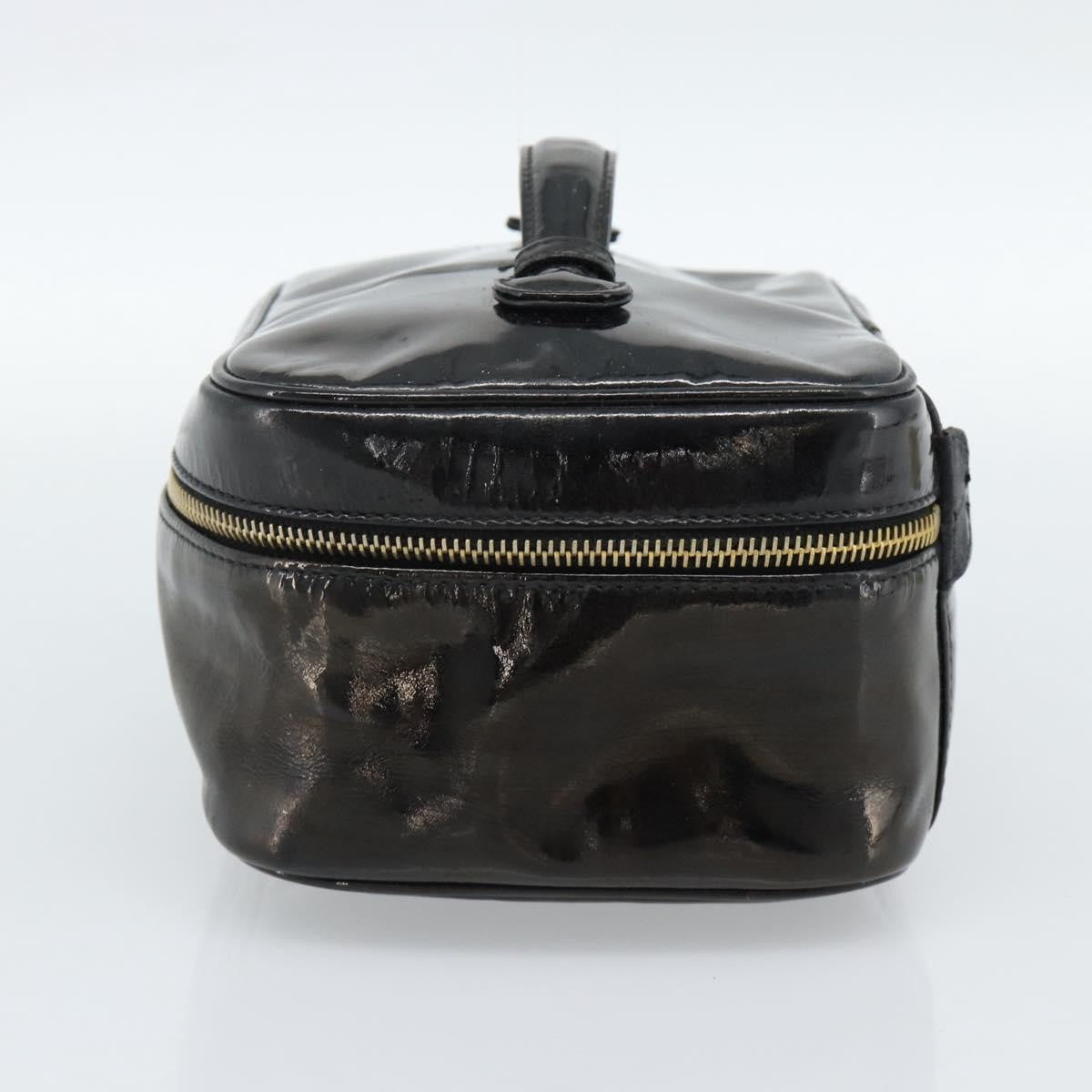 Fendi Vintage Cosmetic Case Pequin Canvas Black Patent_Leather Clutche & Pouche Bag (Pre-Owned)