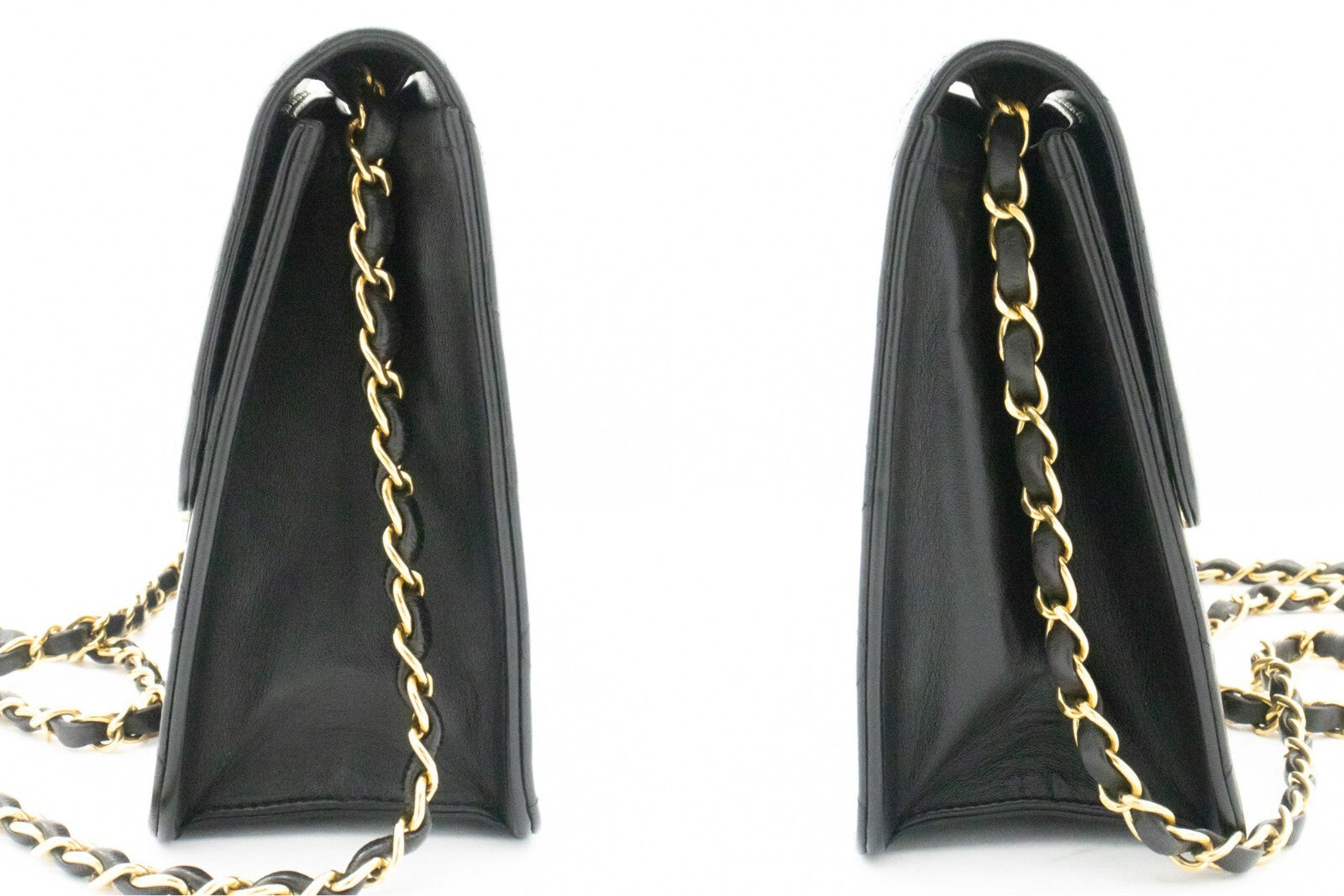 Chanel Vintage Full Flap Quilted Lambskin Black Leather Shoulder Bag Bag (Pre-Owned)
