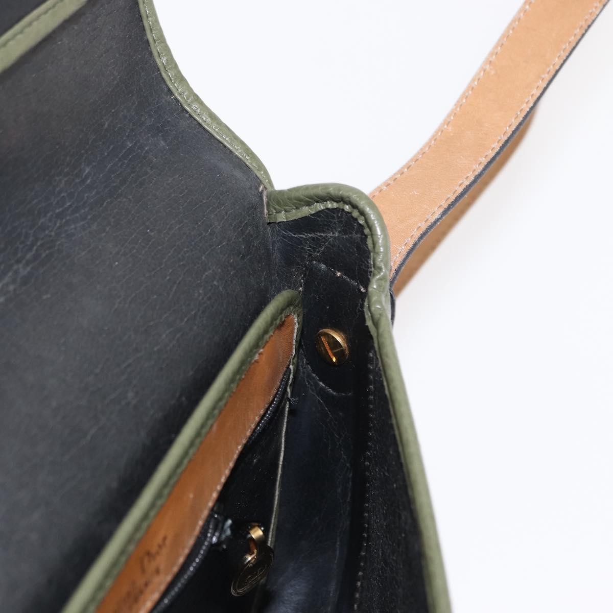 Christian Dior Vintage Leather Green Leather Shoulder Bag Bag (Pre-Owned)