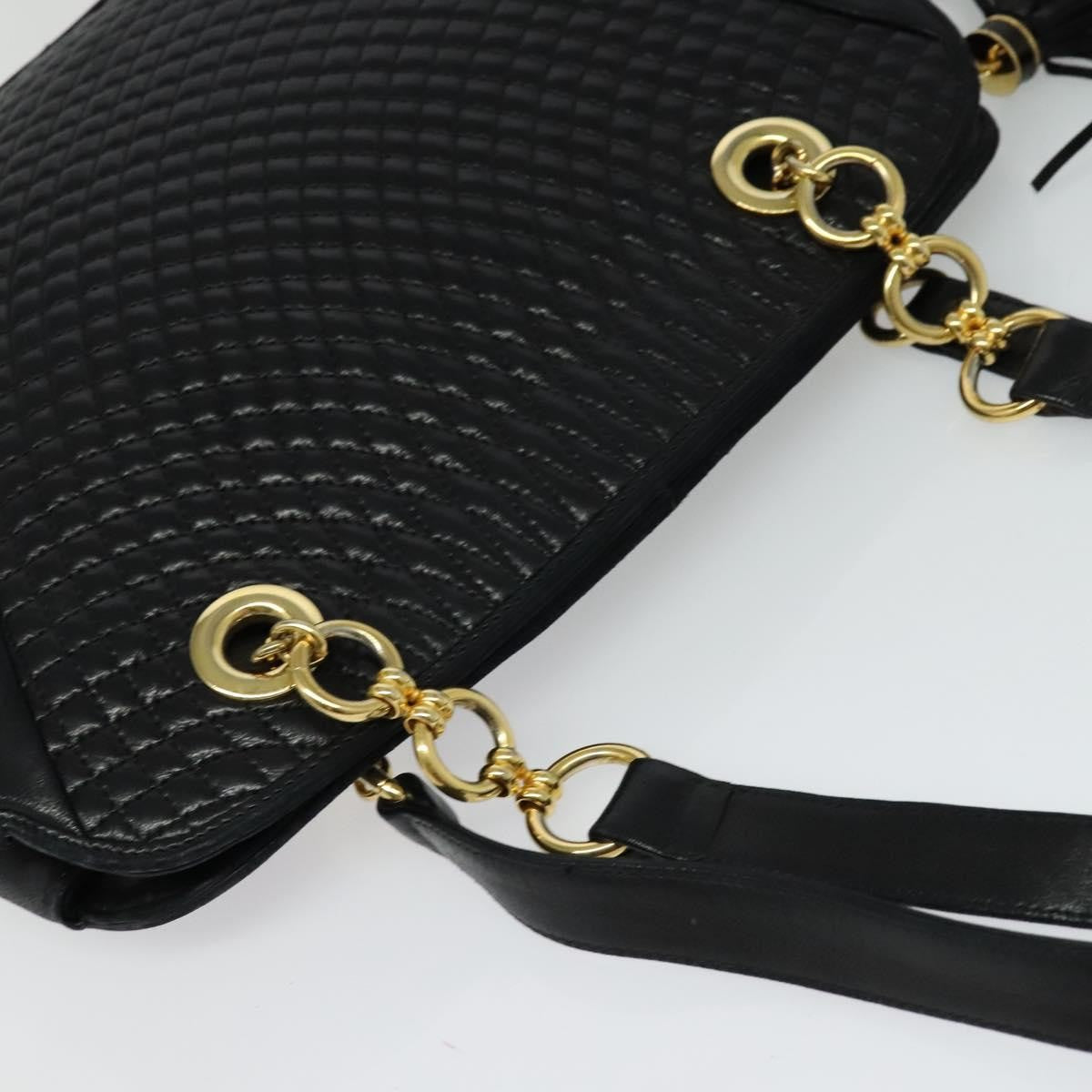 Bally Vintage Quilted Leather Black Leather Shoulder Bag Bag (Pre-Owned)