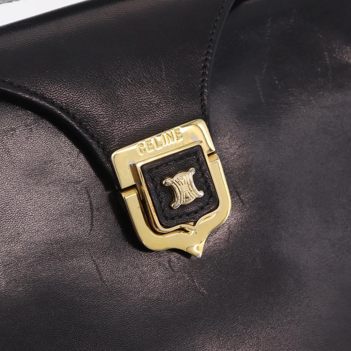 Celine Shoulder Leather Black Leather Shoulder Bag Bag (Pre-Owned)