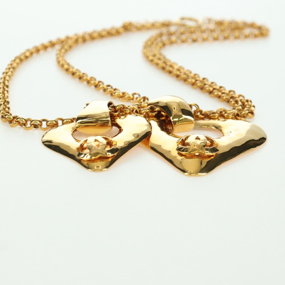Chanel Vintage Cc Heart Pendant Long Metal Gold Metal Necklace Jewelry (Pre-Owned)