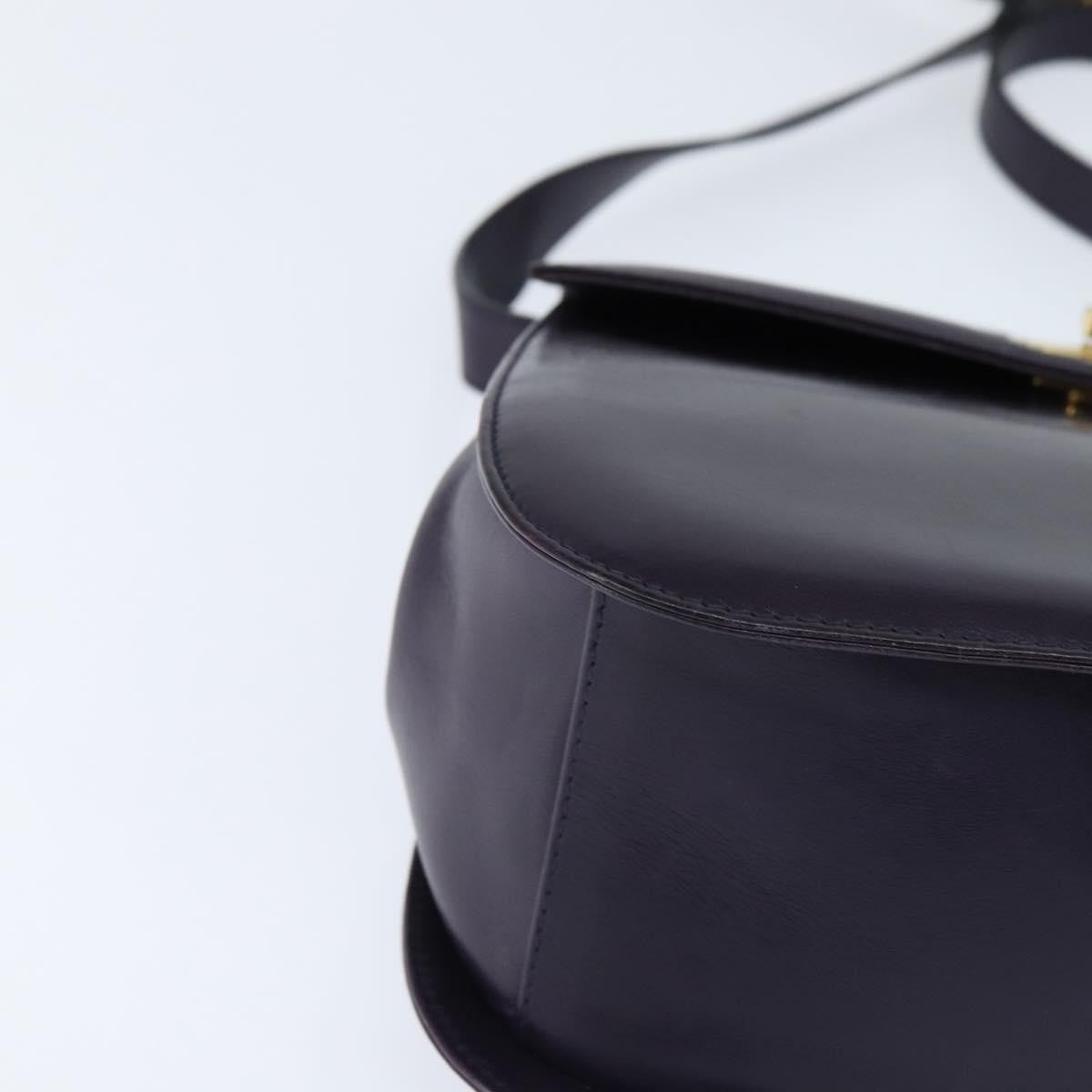 Salvatore Ferragamo Gancini Leather Navy Leather Shoulder Bag Bag (Pre-Owned)