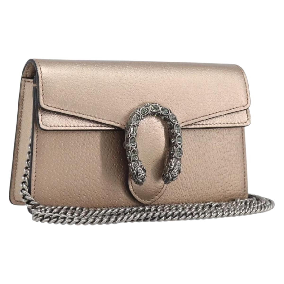 Gucci Dionysus Leather Gold Leather Handbag (Pre-Owned)