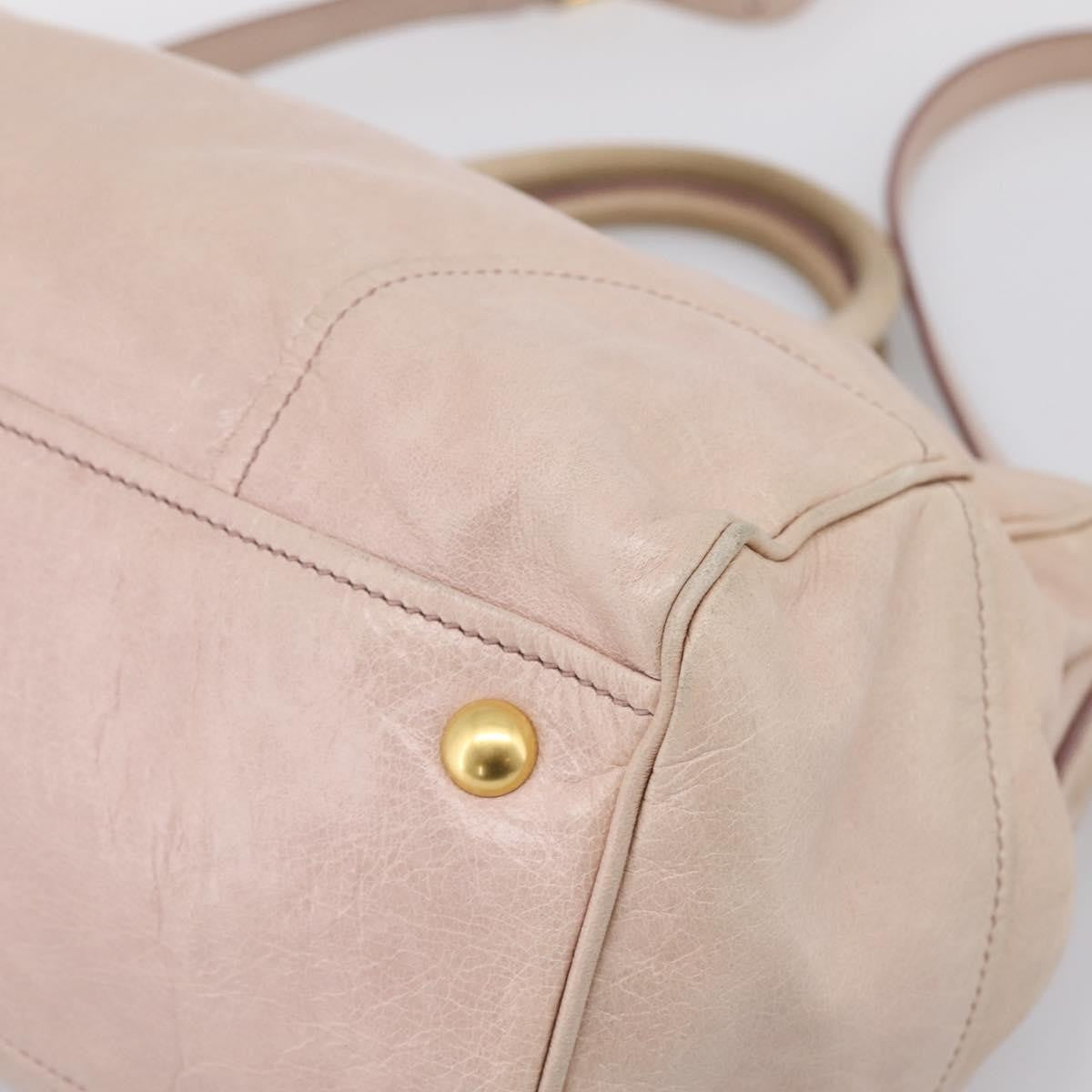 Miu Miu Vitello Lux Ring Satchel Leather Pink Leather Handbag (Pre-Owned)