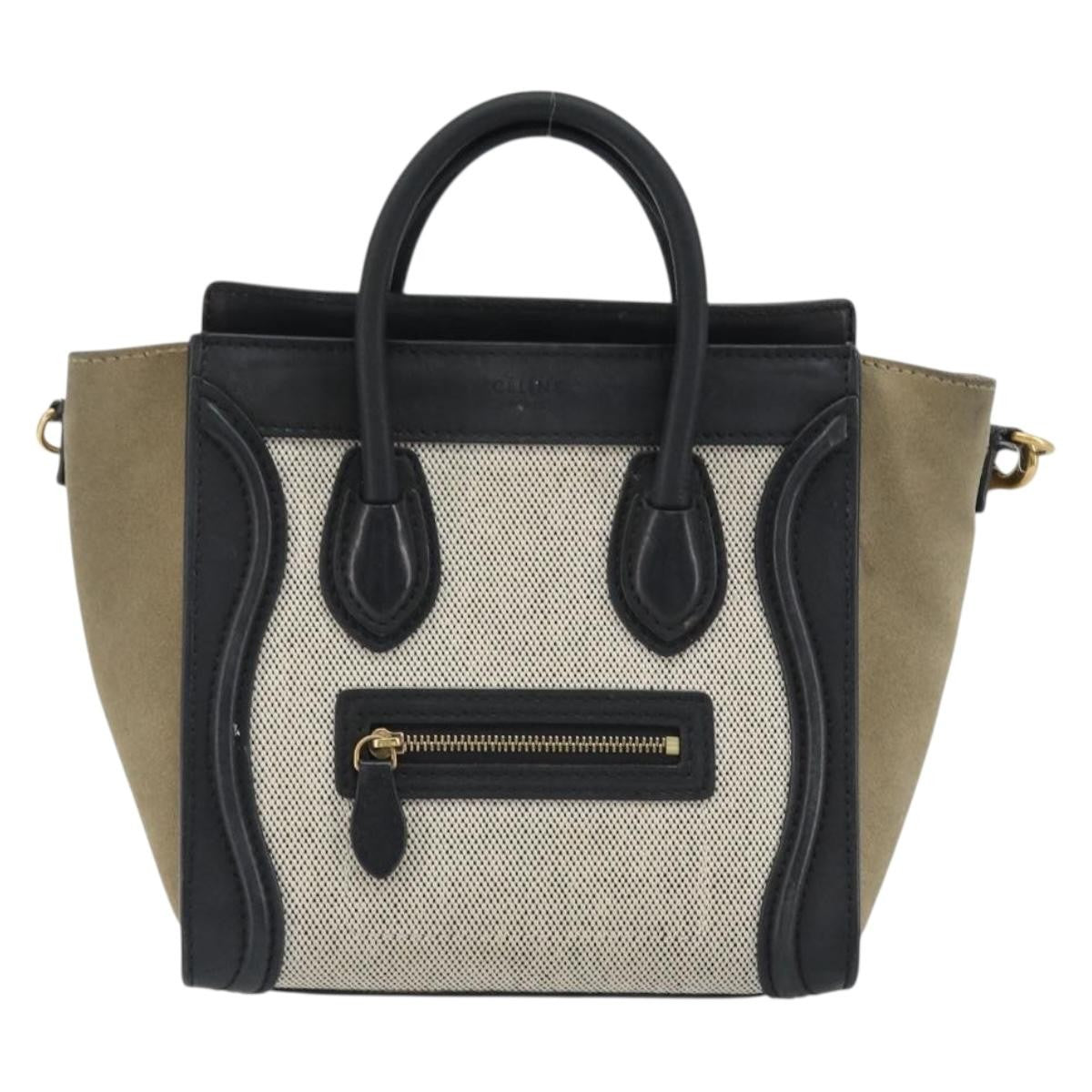 Celine Luggage Canvas And Leather Gray Canvas Tote Bag Bag (Pre-Owned)