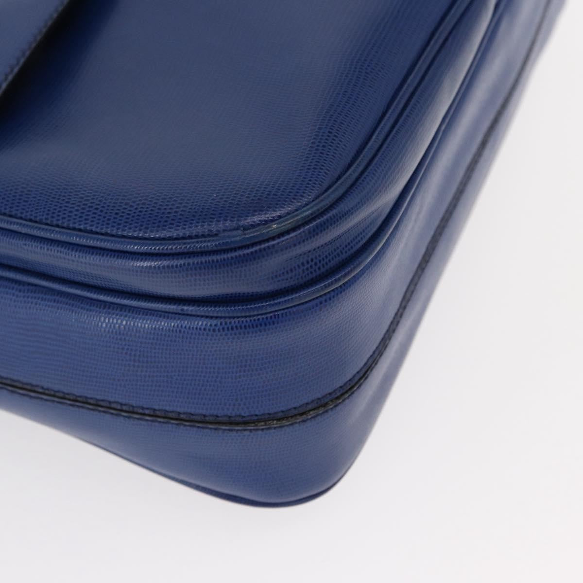 Celine Vintage Circle Logo Leather Blue Leather Shoulder Bag Bag (Pre-Owned)