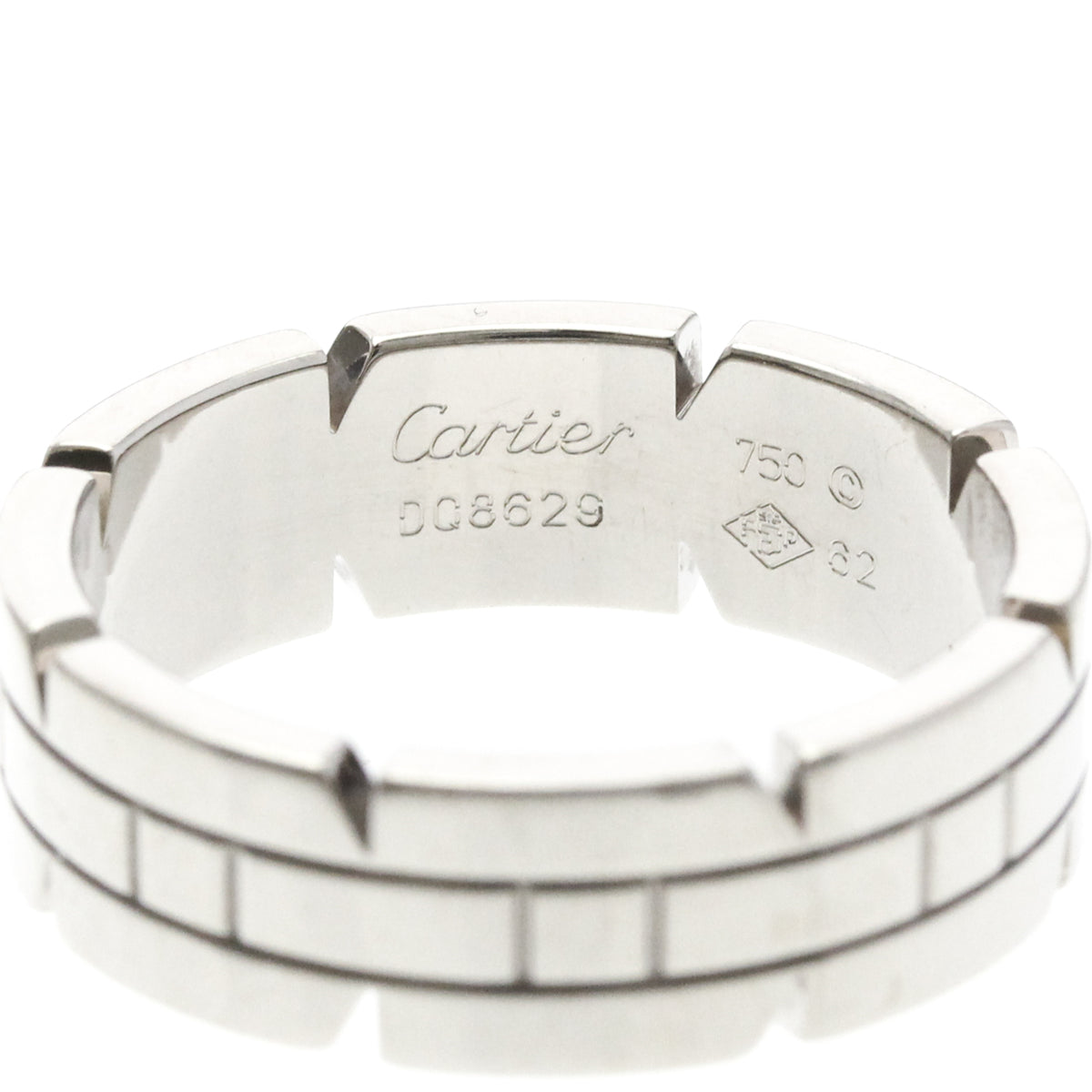 Cartier Tank Francaise 18K White Gold Silver White_Gold Ring Jewelry (Pre-Owned)