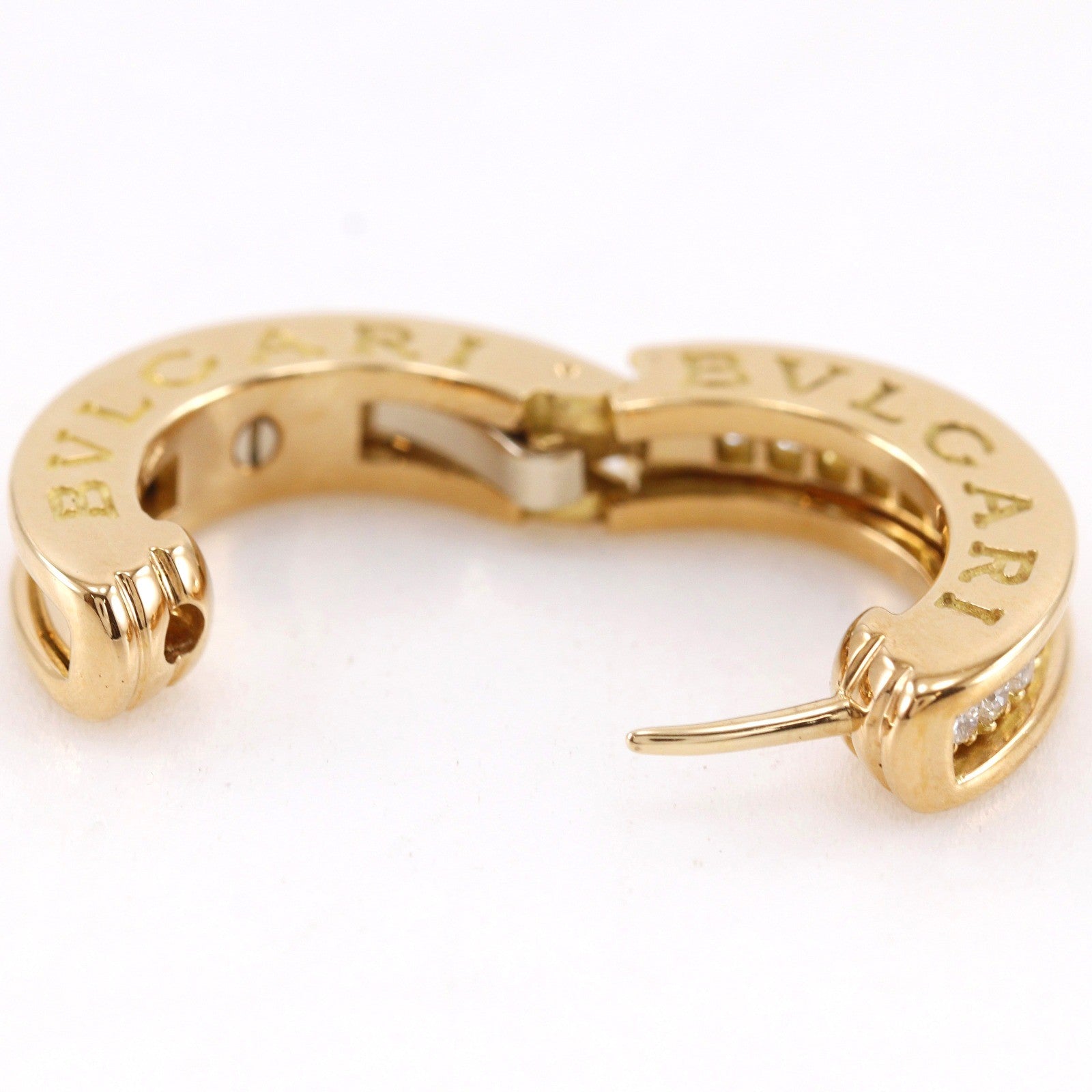 Bvlgari B.Zero1 Hoop 18K Yellow Gold And Diamonds Gold Yellow_Gold Earrings Jewelry (Pre-Owned)