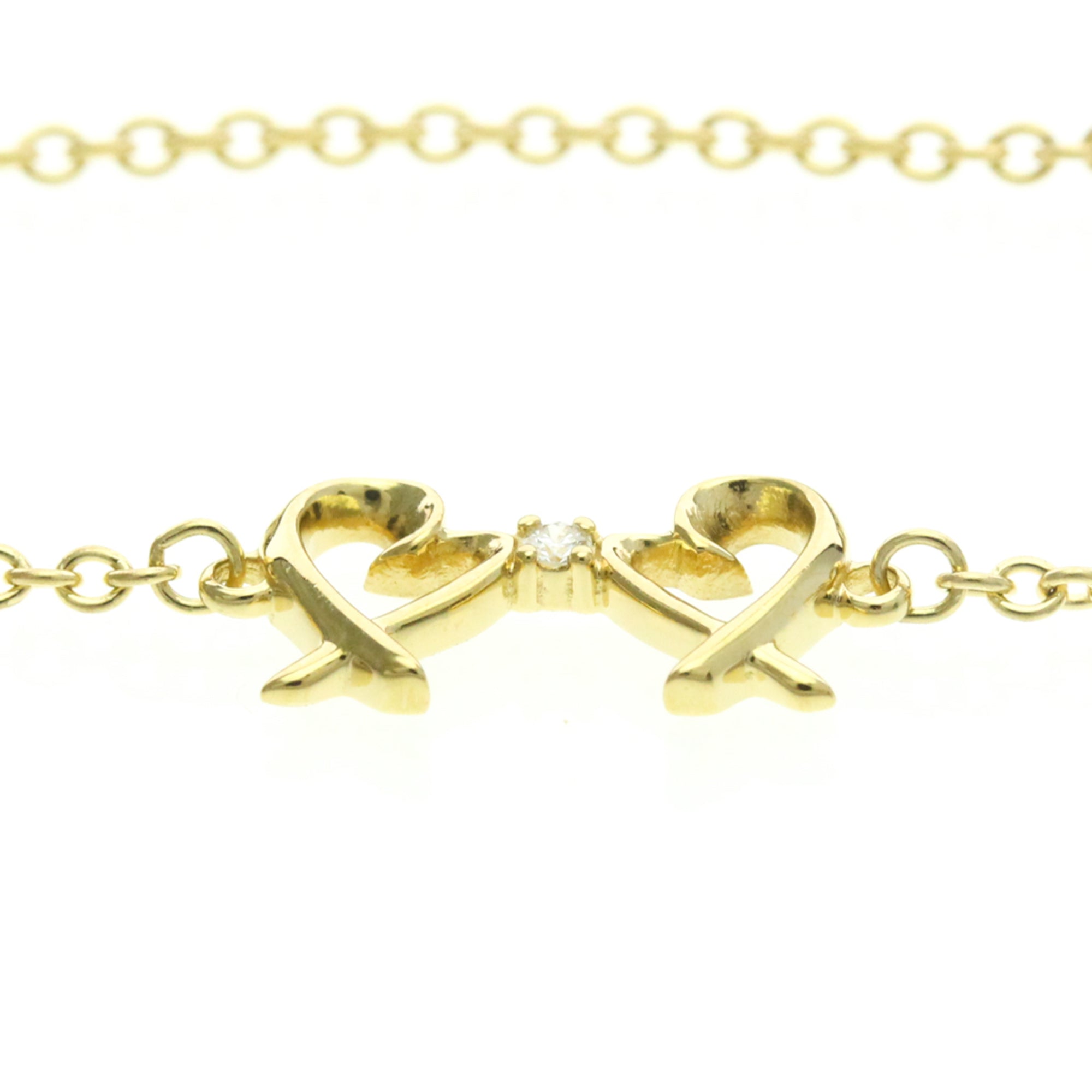Tiffany & Co. Paloma Picasso Double Loving Heart 18K Yellow Gold And Diamond Gold Yellow_Gold Bracelet Jewelry (Pre-Owned)