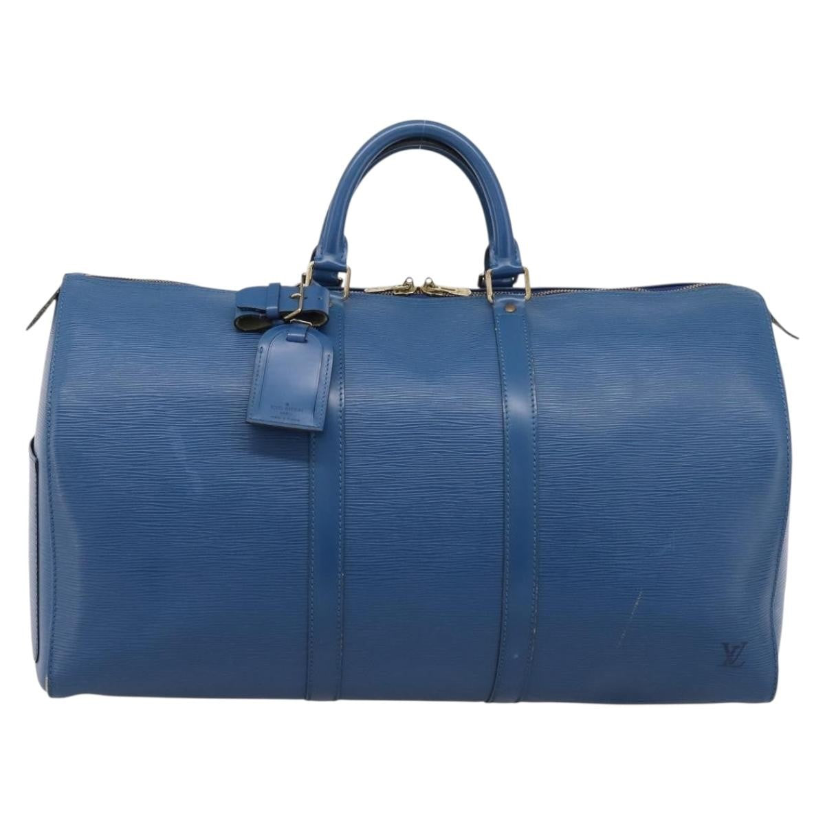 Louis Vuitton Keepall Epi Leather Blue Leather Travel Bag Bag (Pre-Owned)